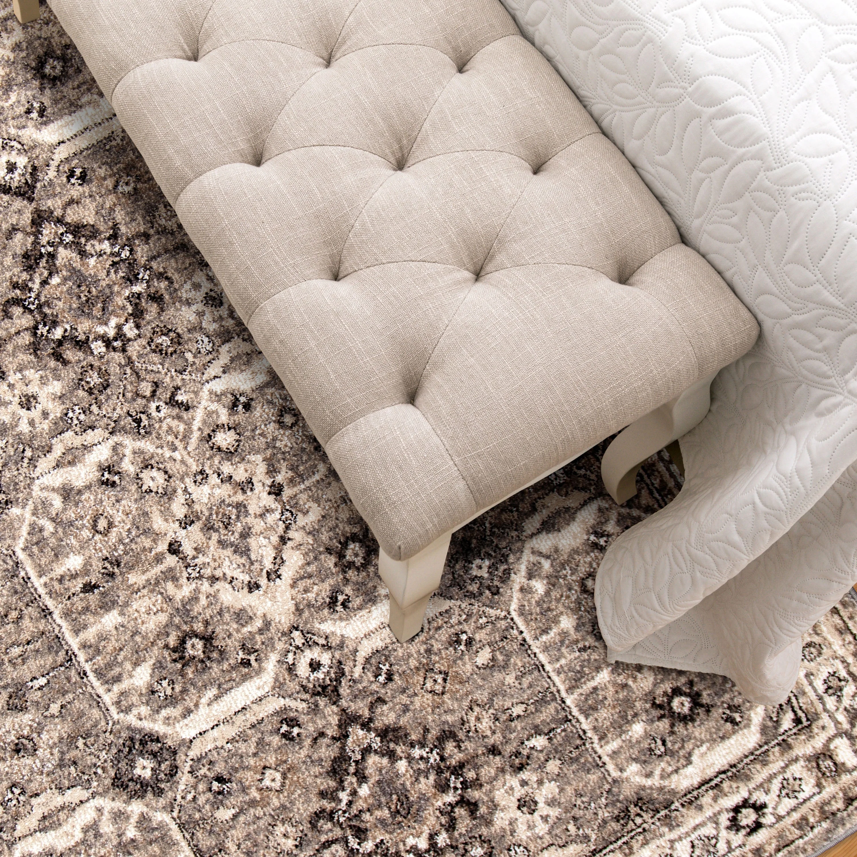 My Texas House Preston 9' X 12' Gray Floral Area Rug