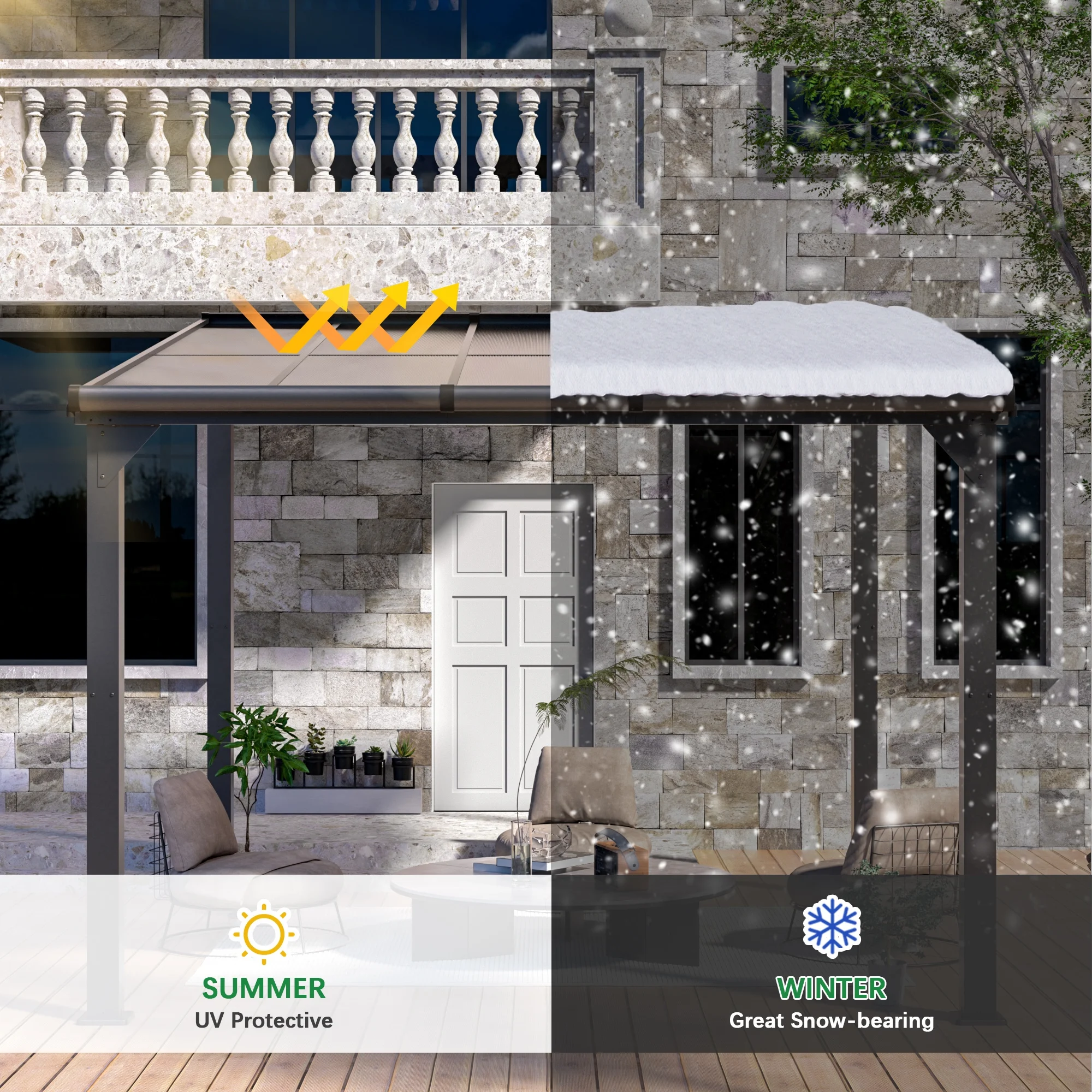 Jaxpety 14 x 10 ft. Hardtop Gazebo Outdoor Awnings for Patio, Backyard, Porch