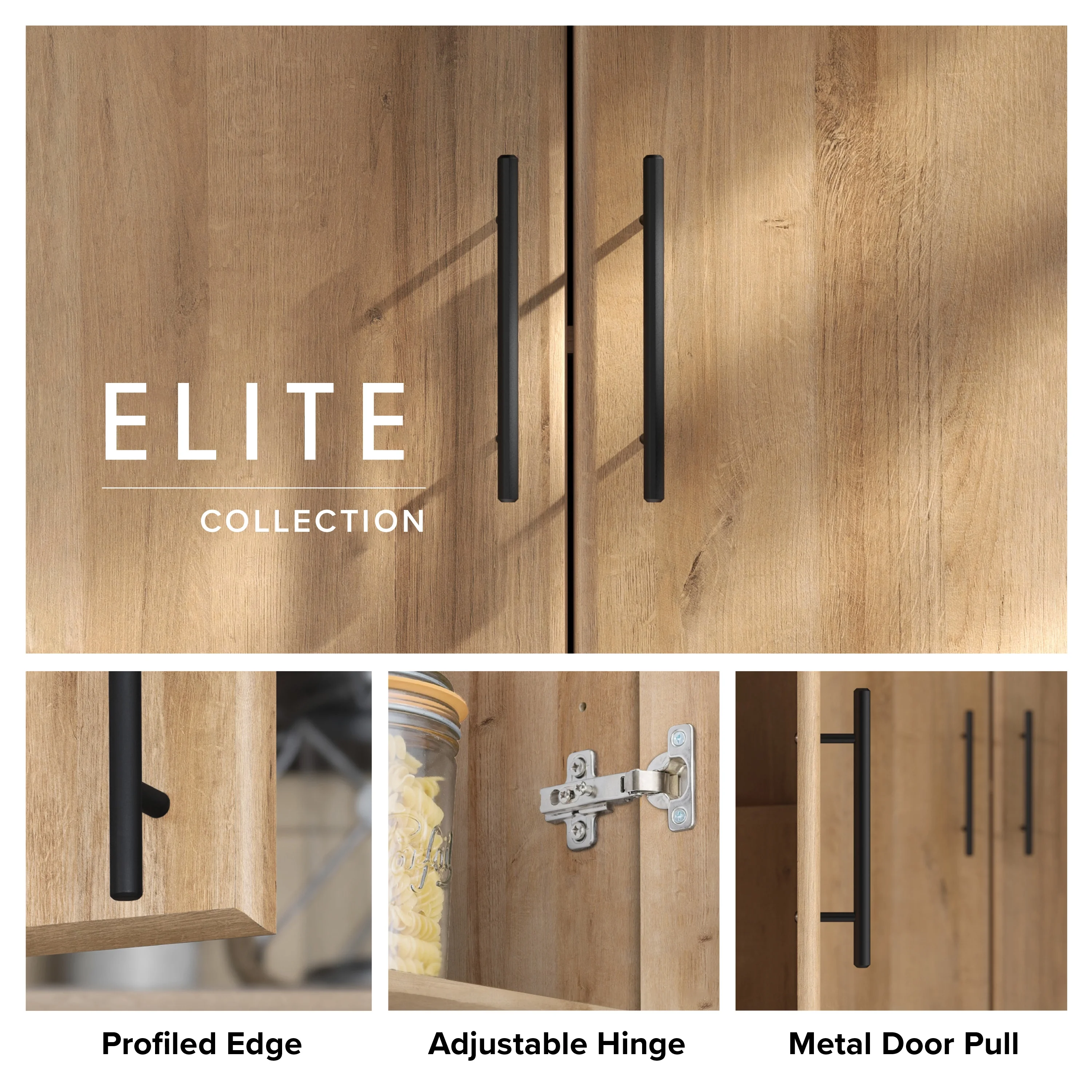 Prepac Elite Tall Garage Storage Cabinet & Pantry Storage Cabinet, 2-Door Freestanding Garage Cabinet with Adjustable Shelves, 16″ D x 32″ W x 65″ H, Oak OES-3264