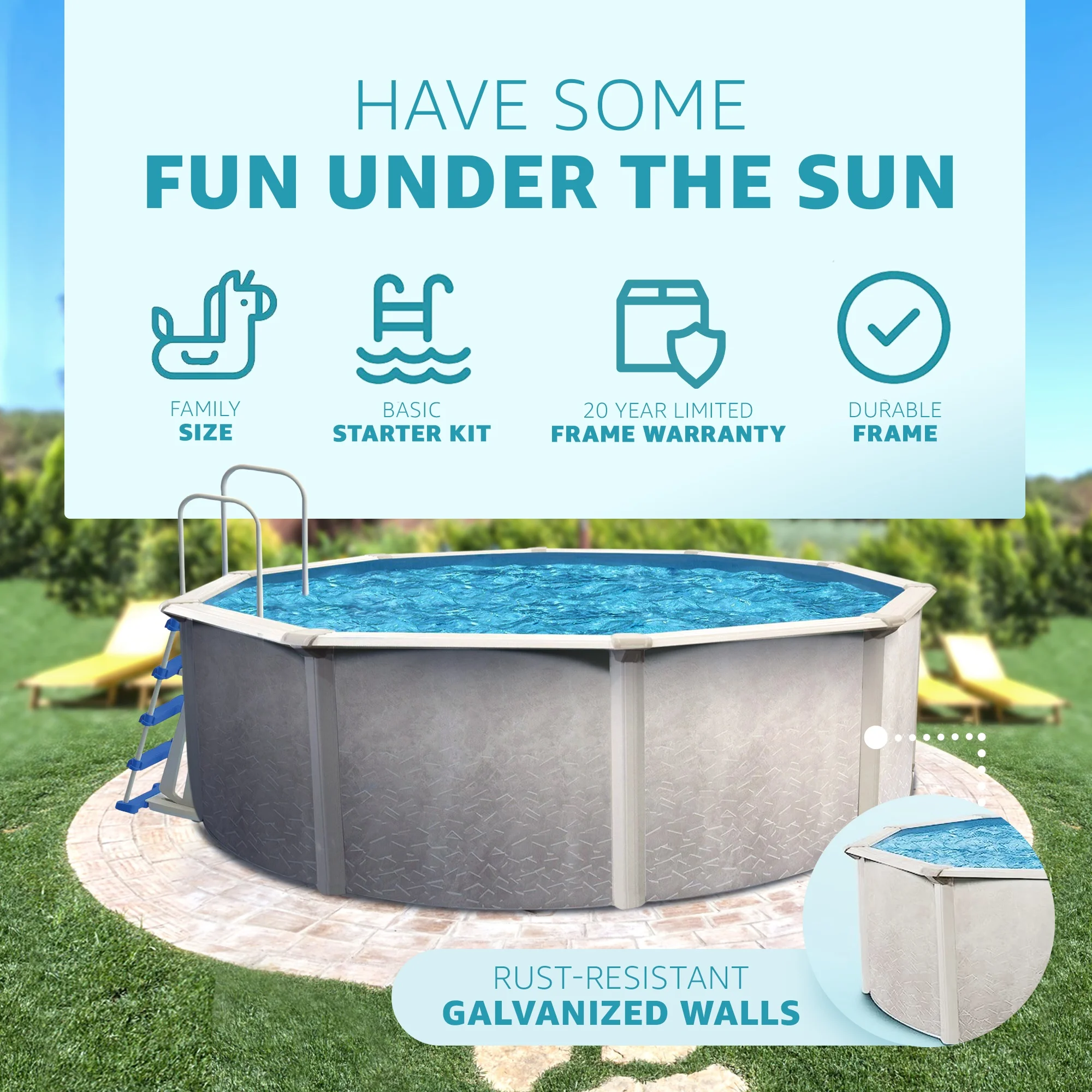 Aquarian Phoenix 15' x 52" Steel Frame DIY Family Above Ground Pool Kit