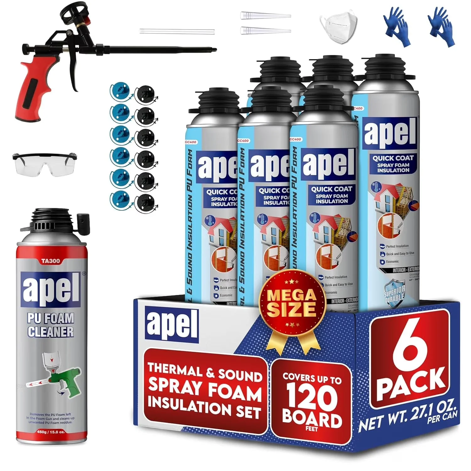 apel Spray Foam Insulation Kit, 12 x 32.80 oz / 240 Bd ft – 12 Pack