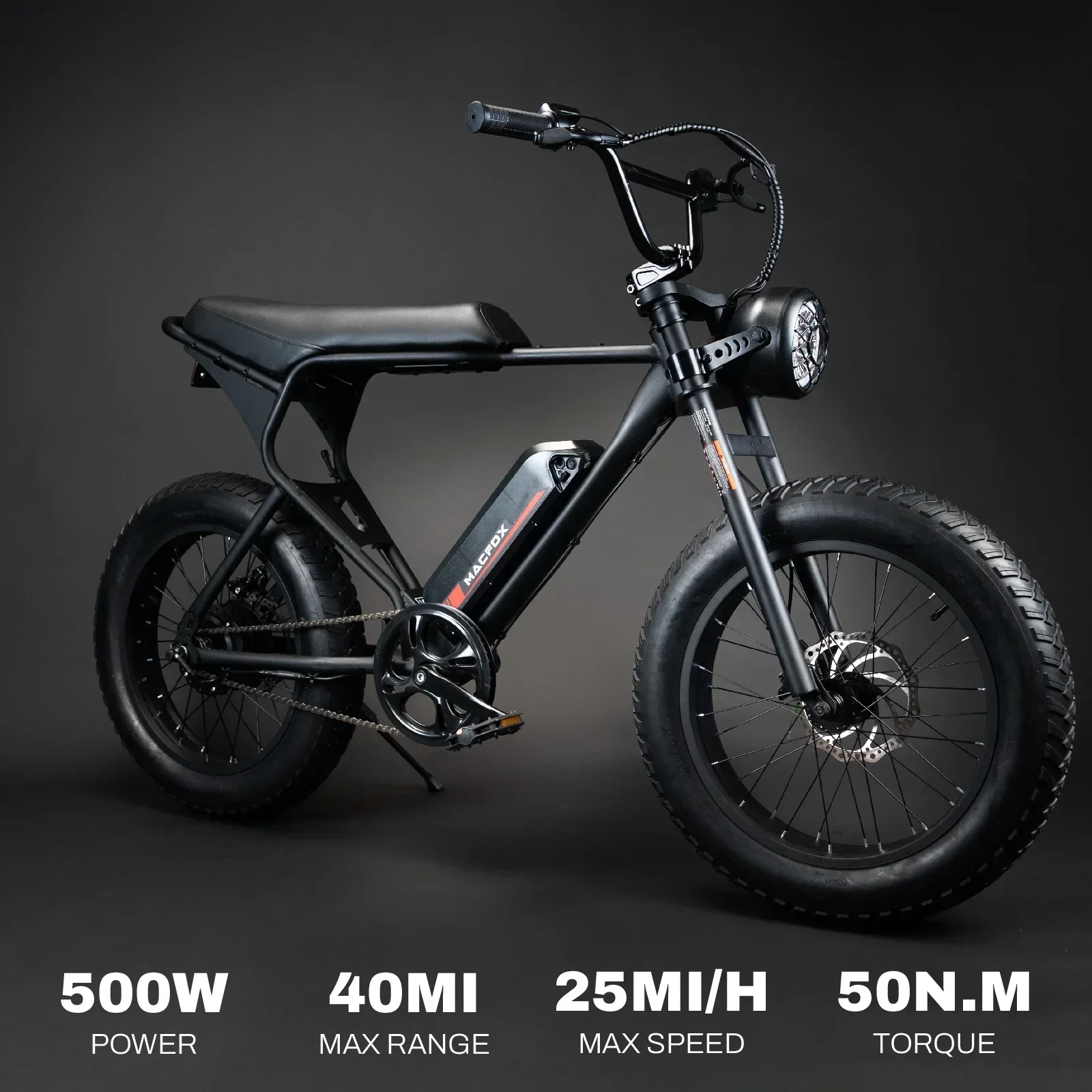 MACFOX 500W/48V/10.4Ah 20 inch Fat Tire Electric Bike