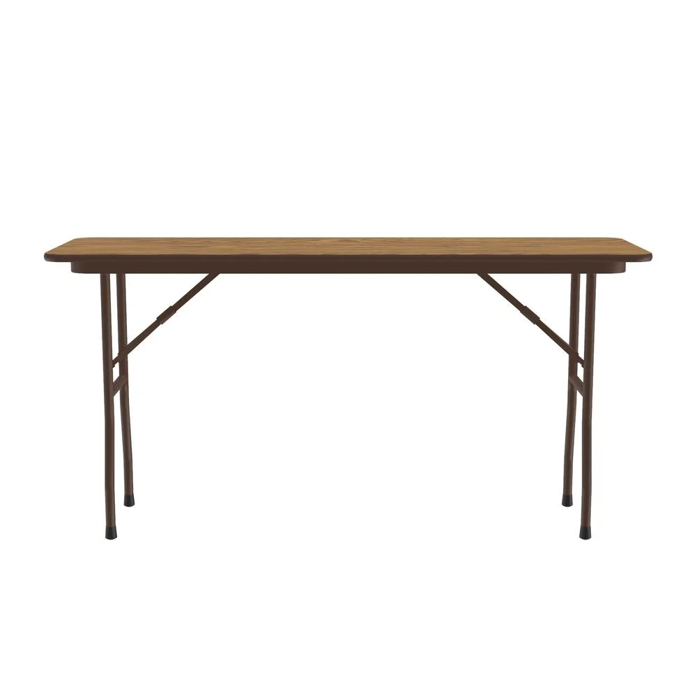 Correll 18"W x 60"D Melamine Top Folding Table in Medium Oak