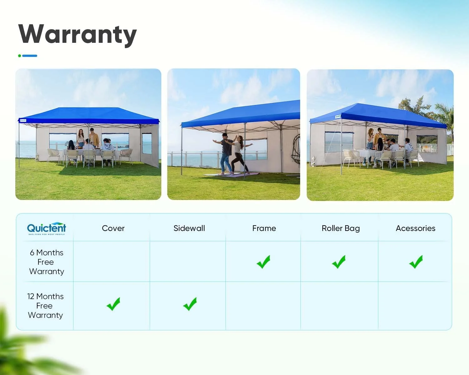 Quictent 10' x 20' White Instant, Event and Pop-up Outdoor Canopy