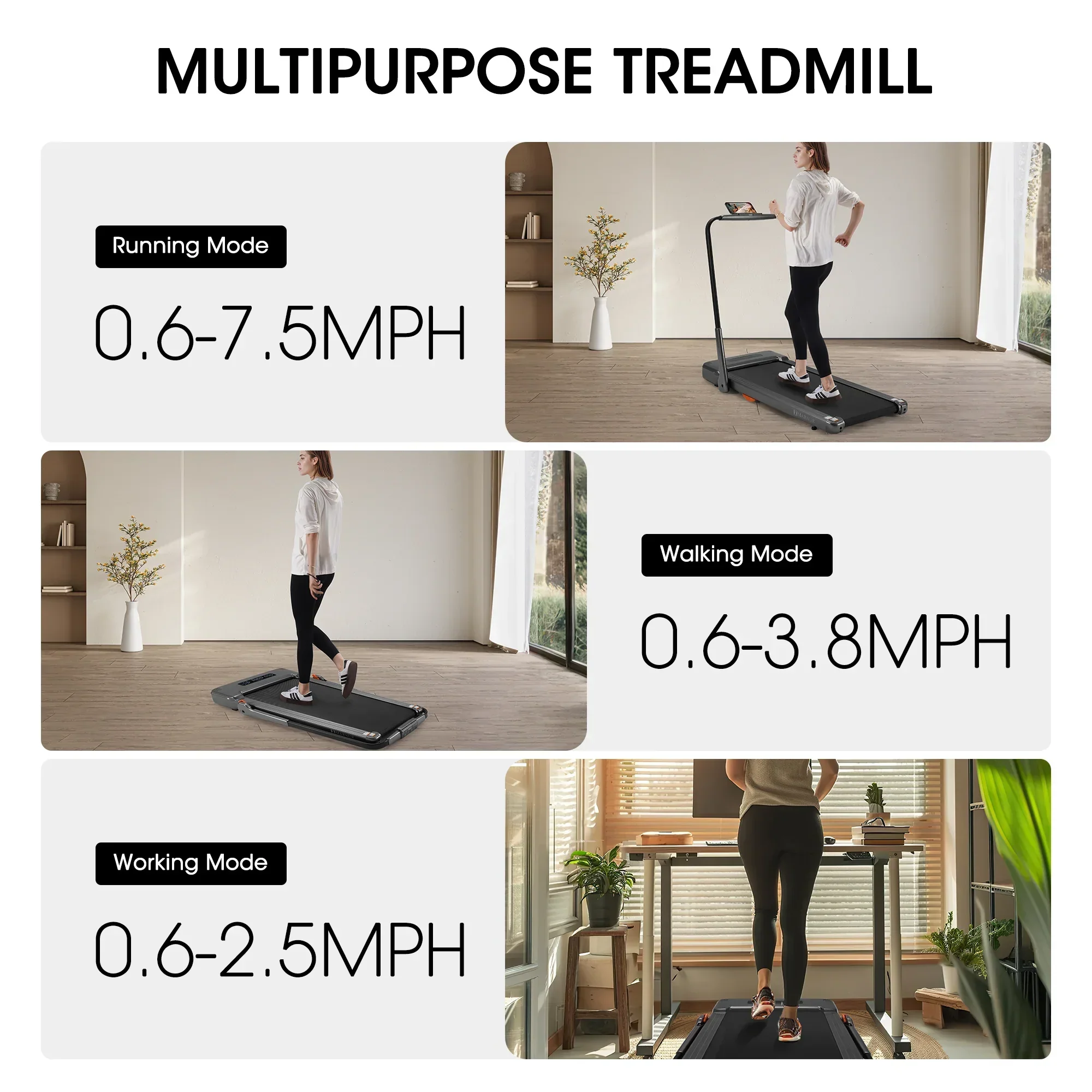 MaxKare 2-in-1 Folding Under Desk Treadmill, 2.5HP, 7.5MPH, 265 lbs Capacity