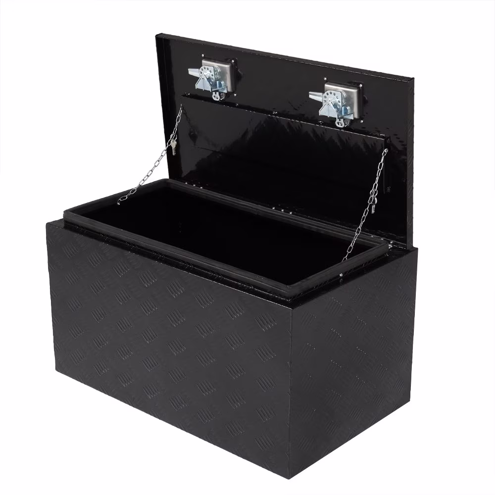 IVV Aluminum Truck Trailer Tool Box Pickup Underbody Truck Bed Storage Toolbox RV Trailer Organizer with T-Handle Latch Dual Lock Keys - Black, 42"L x 18"W x 17"H