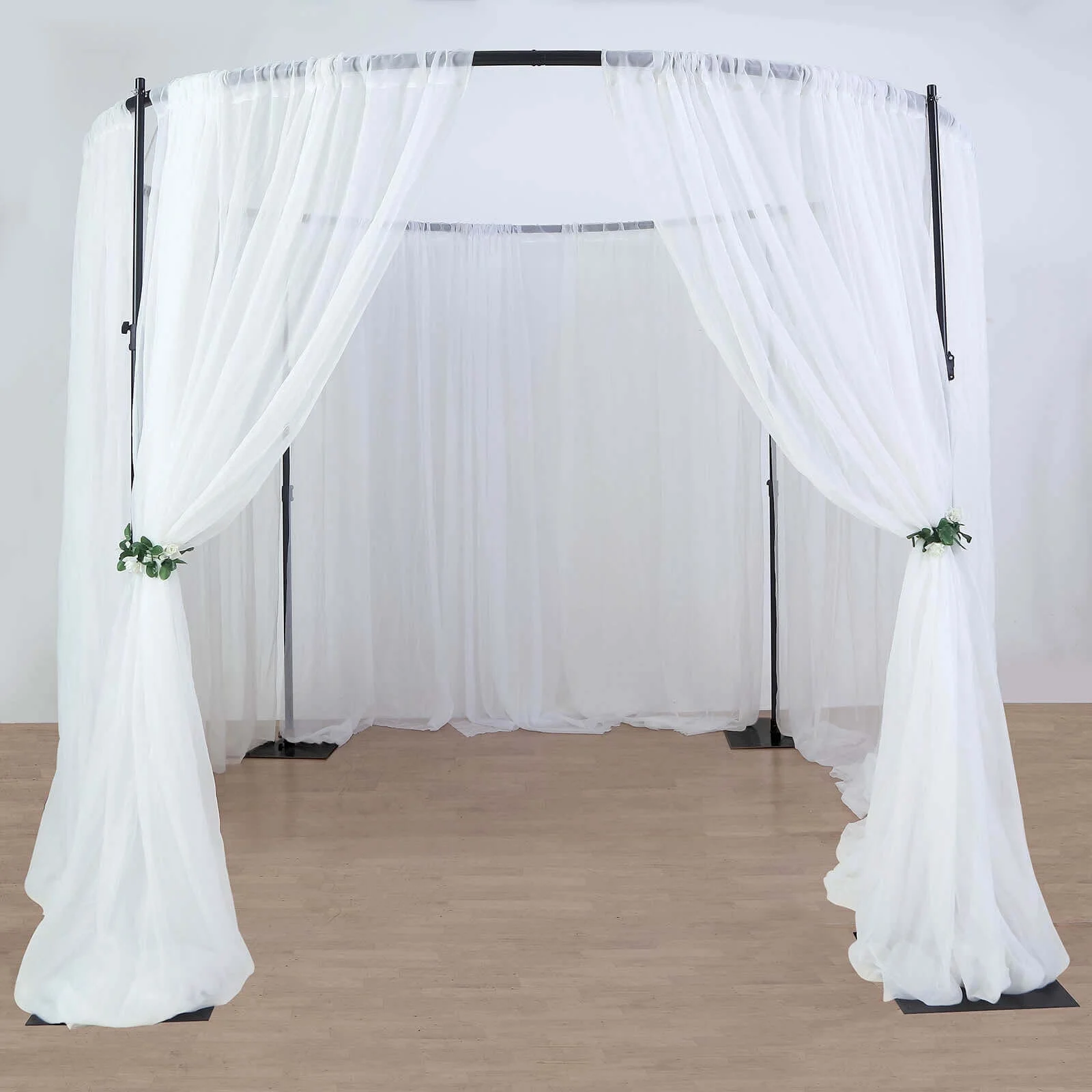 Efavormart 10ft | 4 Post Gold Metal DIY Photography Backdrop Stand, Wedding Arch Canopy Tent