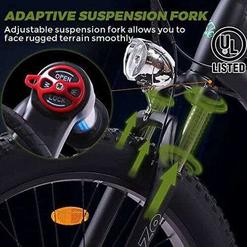 ECOTRIC Adult Electric Bike 26 x 4.0 in Fat Tires, 750W, 48V 13AH - Hammer