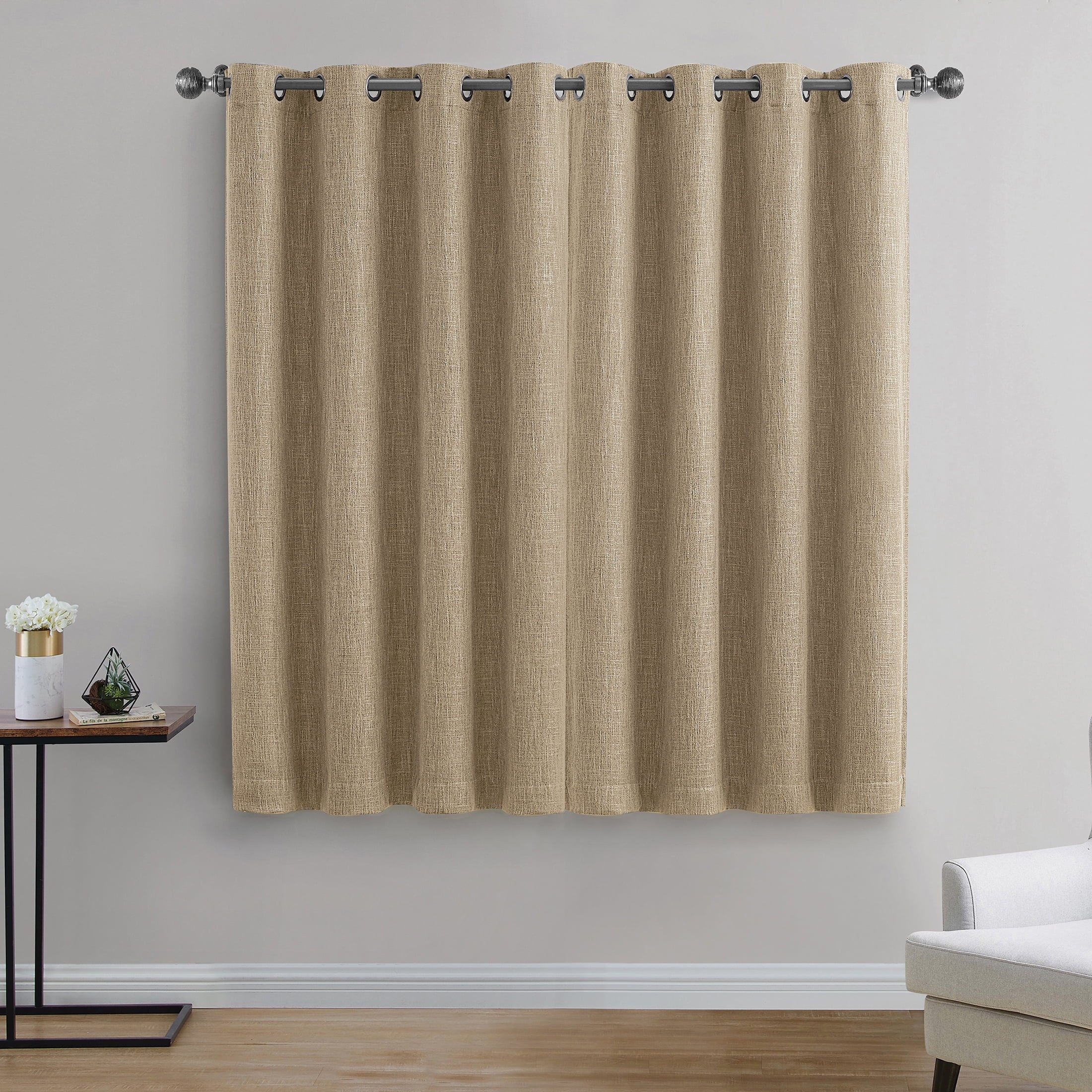Tan Textured Woven Blackout Curtain Panel, Better Homes & Gardens, 50" x 63"