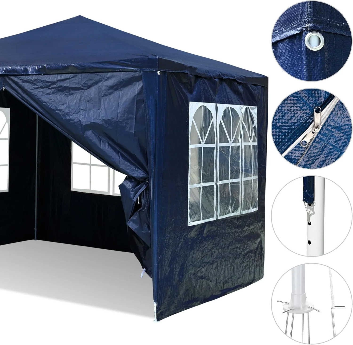 10' x 10' Outdoor Wedding Party Tent 4 Sidewalls, Blue