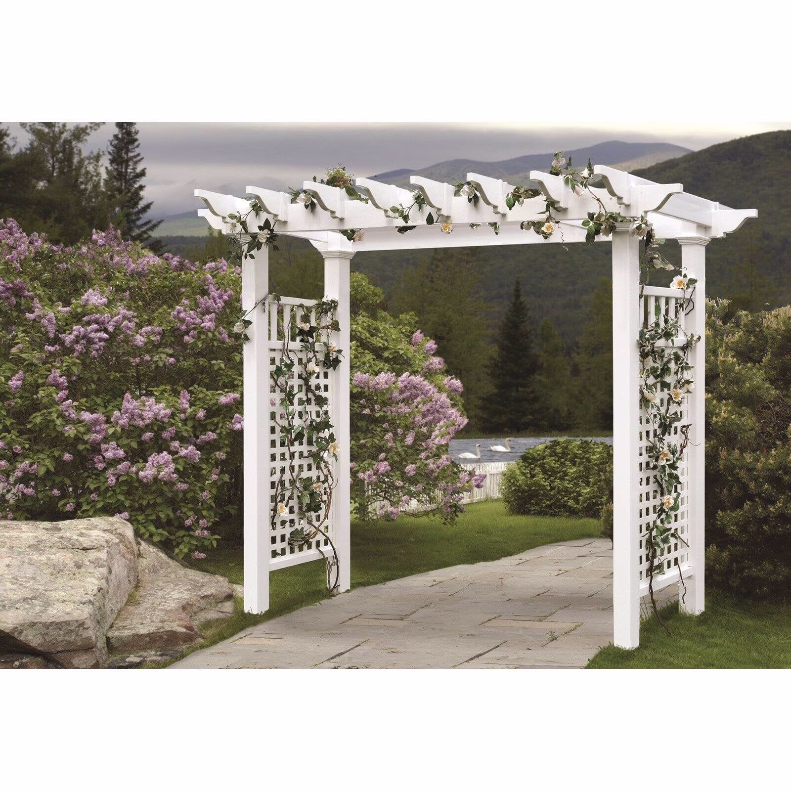 Vita 88″ x 32″ x 86.5″ Fairfield Grande Vinyl Arbor, White, VA84231