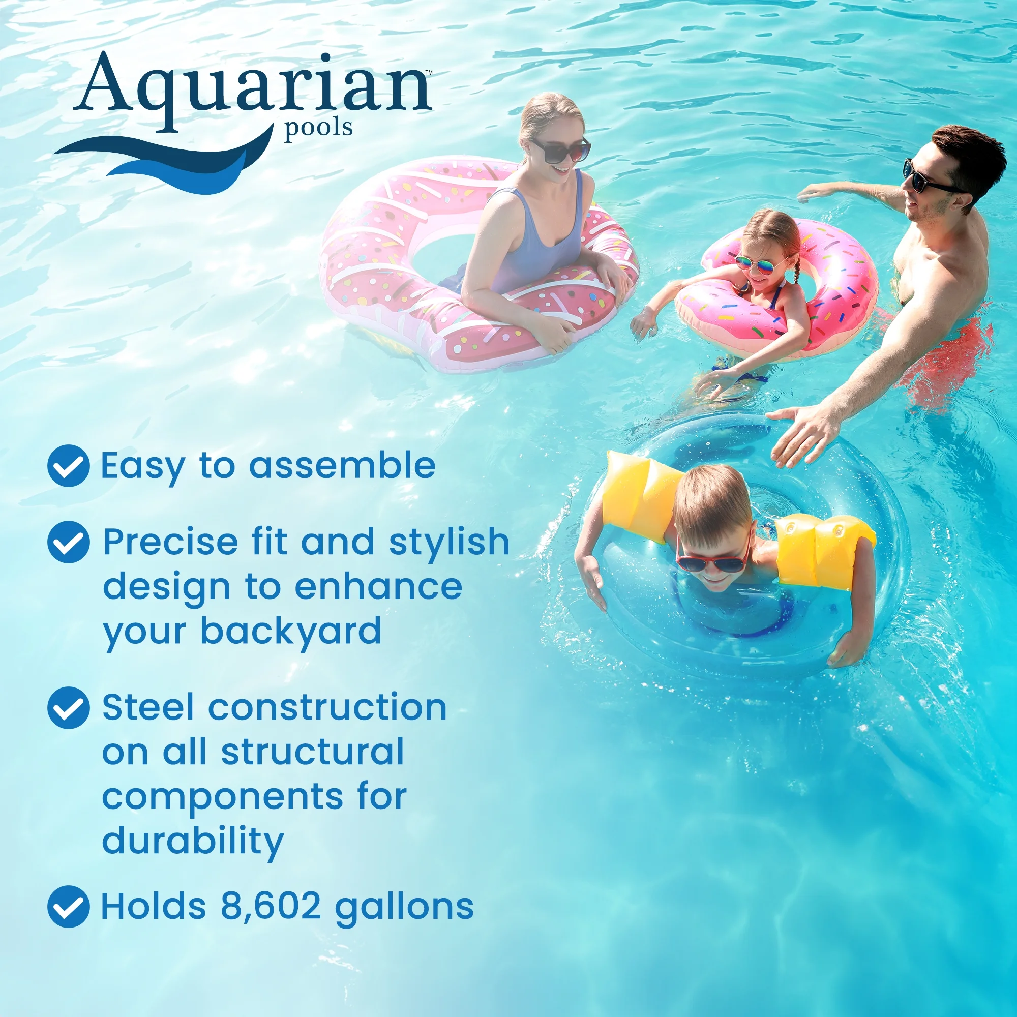 Aquarian Phoenix 15' x 52" Steel Frame DIY Family Above Ground Pool Kit