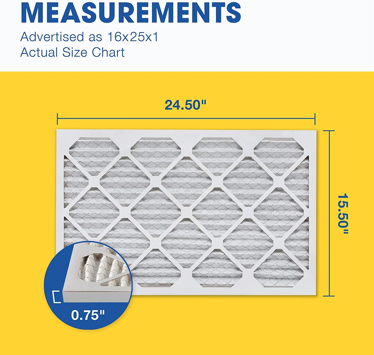 16x25x1 MERV 8 Pleated Air Filter, AC Furnace Air Filter, 12 Pack (Actual Size: 15 3/4″ x 24 3/4″ x 3/4″)