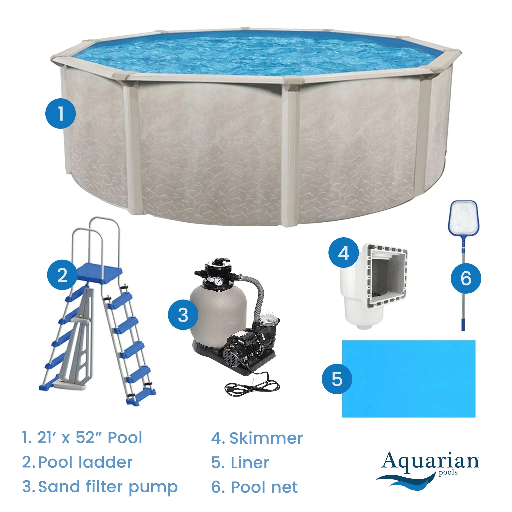 Aquarian Phoenix 15' x 52" Steel Frame DIY Family Above Ground Pool Kit