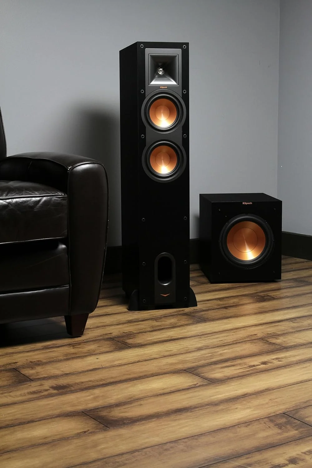 12-Inch Powered Home Theater Subwoofer, 400W Digital Power, Front-Firing Copper-Spun Driver – Black
