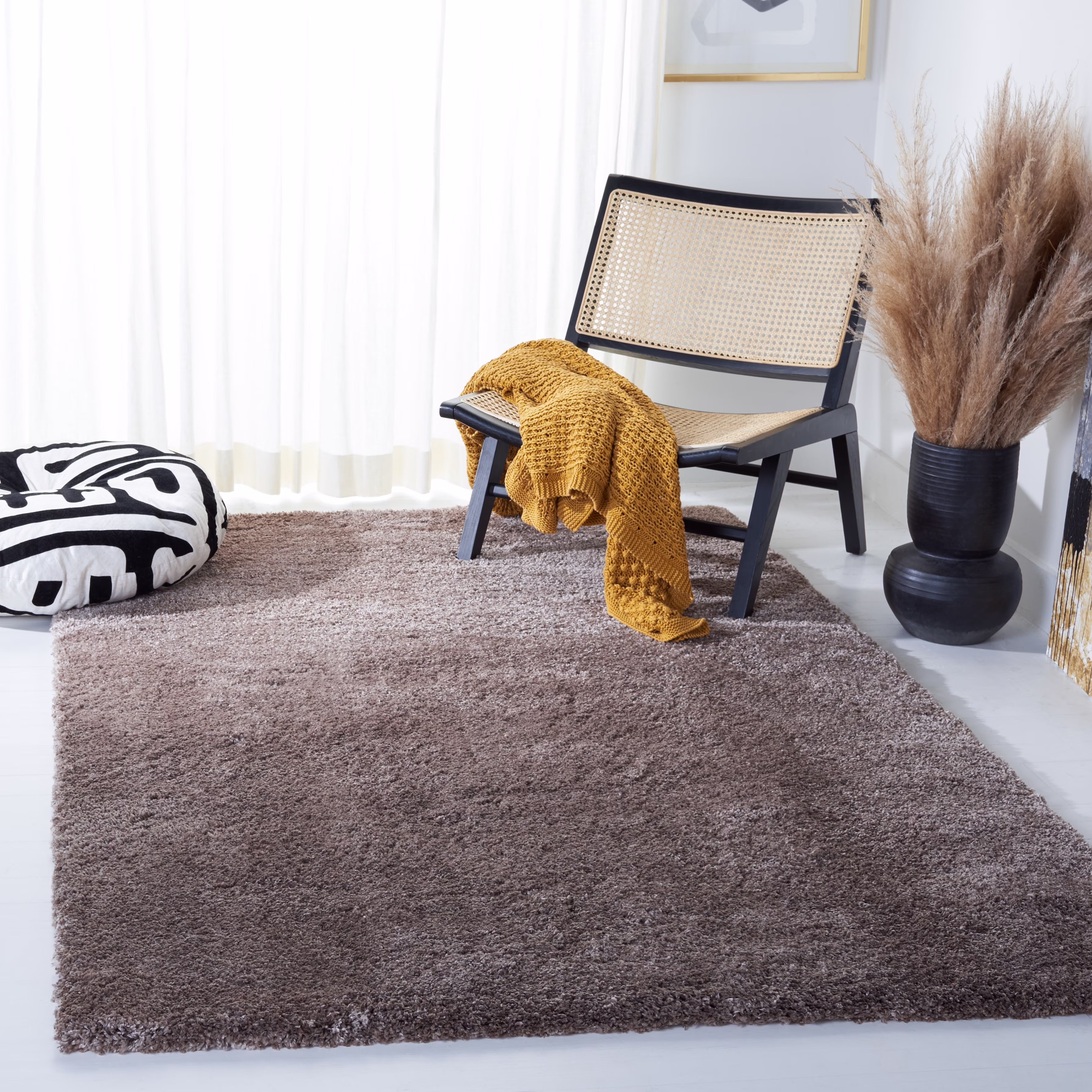 SAFAVIEH Colorado Tarek Solid Shag Runner Rug, Champagne, 2'3" x 8'