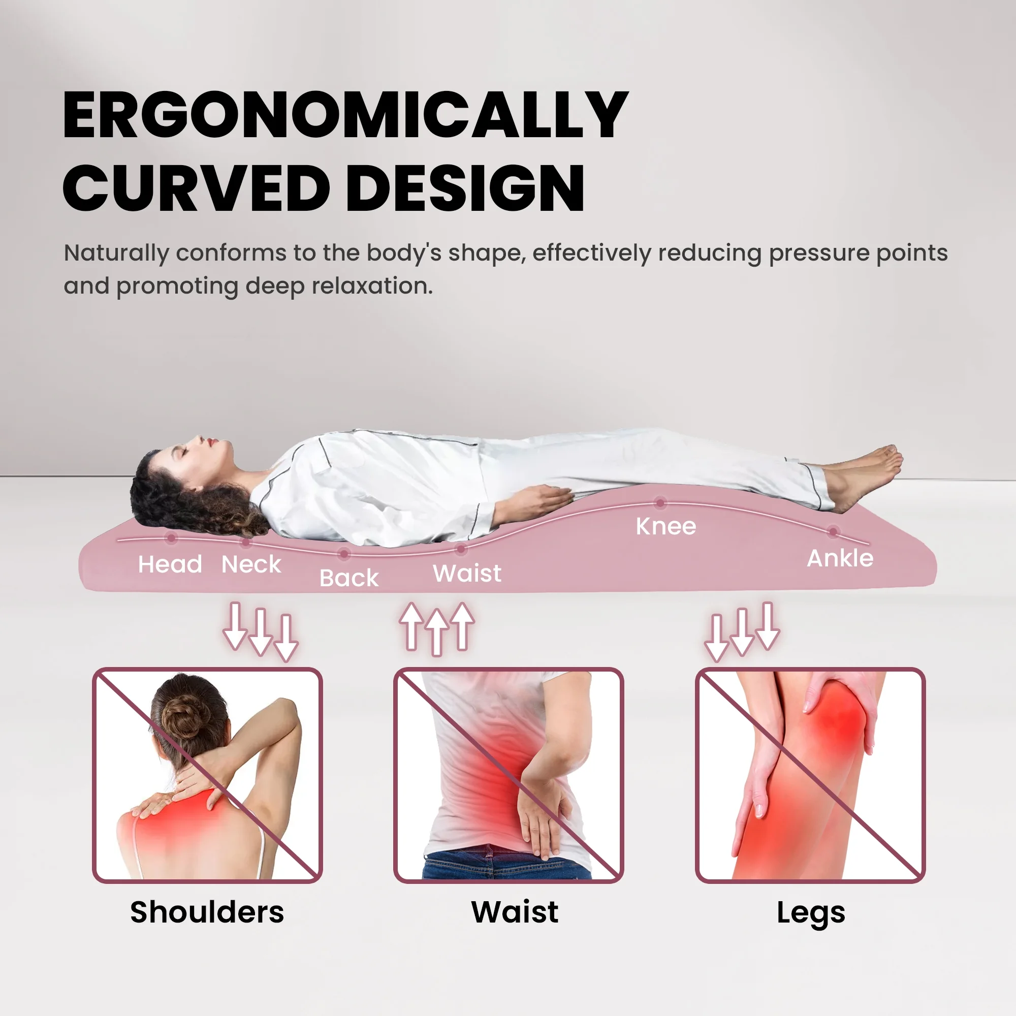 Lash Bed Foam Topper, Massage Table Memory Foam Topper, Ergonomic Curved Mattress Topper Lash Bed Cushion for Beauty Salon (71 Inches X 23.6 Inches(180cm X 60cm))