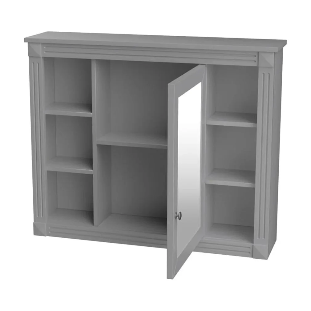 36'' Bathroom Vanity Set With Ceramic Sink Top, Mirror Cabinet, 2 Doors And 2 Drawers - Gray