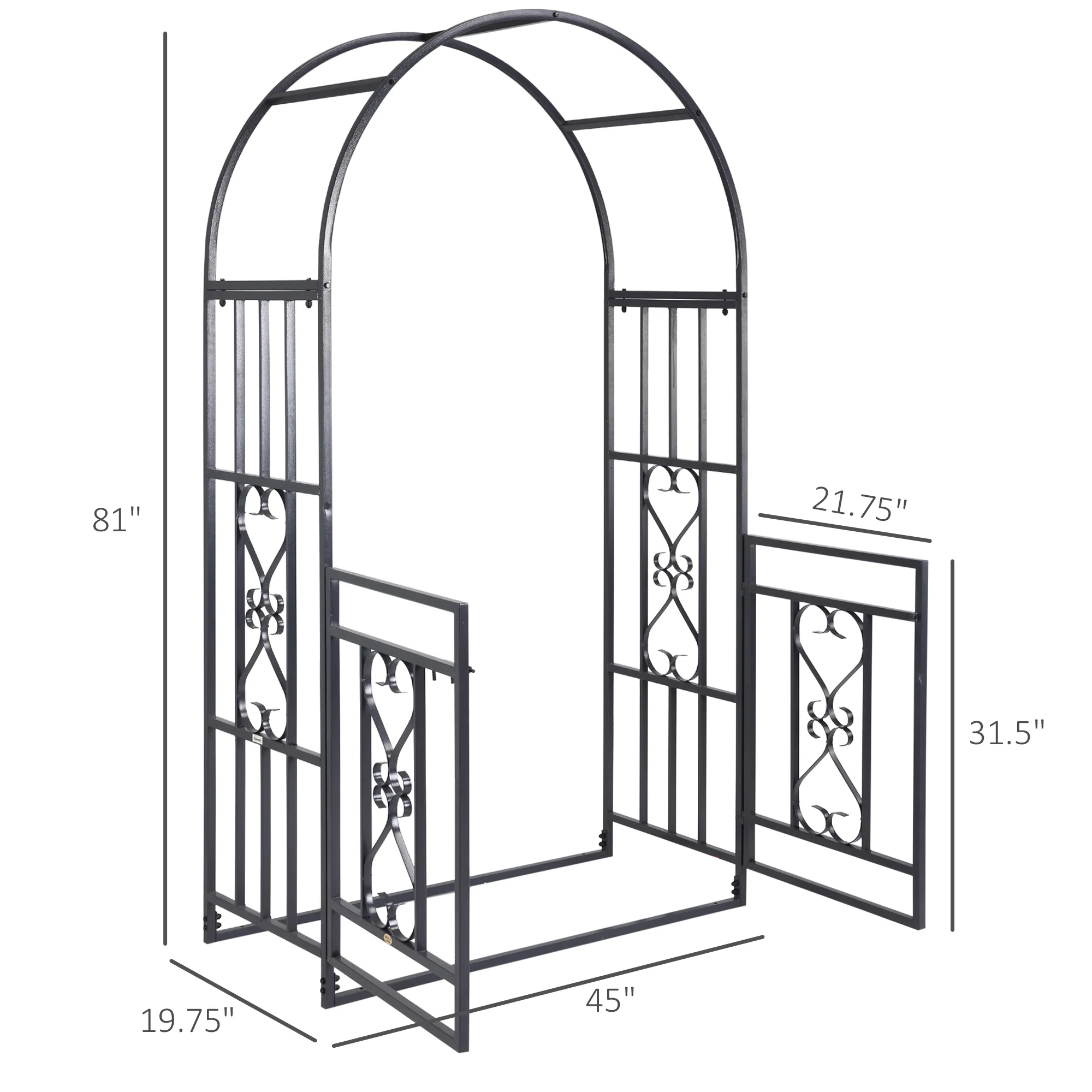 Outsunny 4ft x 7ft Metal Garden Arch Backyard Bridal Archway Wedding Decoration