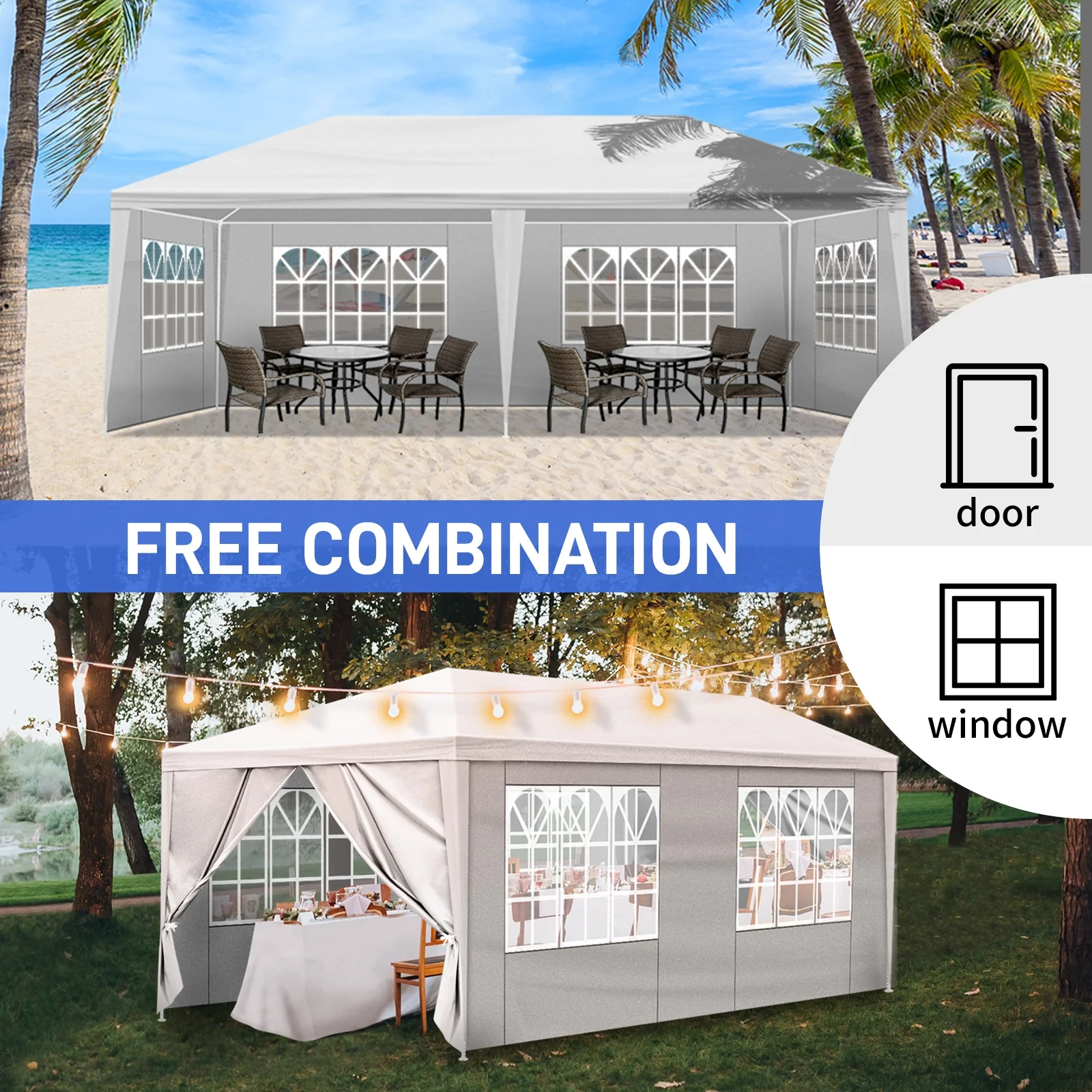 Ktaxon 10' X 20' Canopy Tent with 6 Side Walls for Party Wedding Camping and BBQ