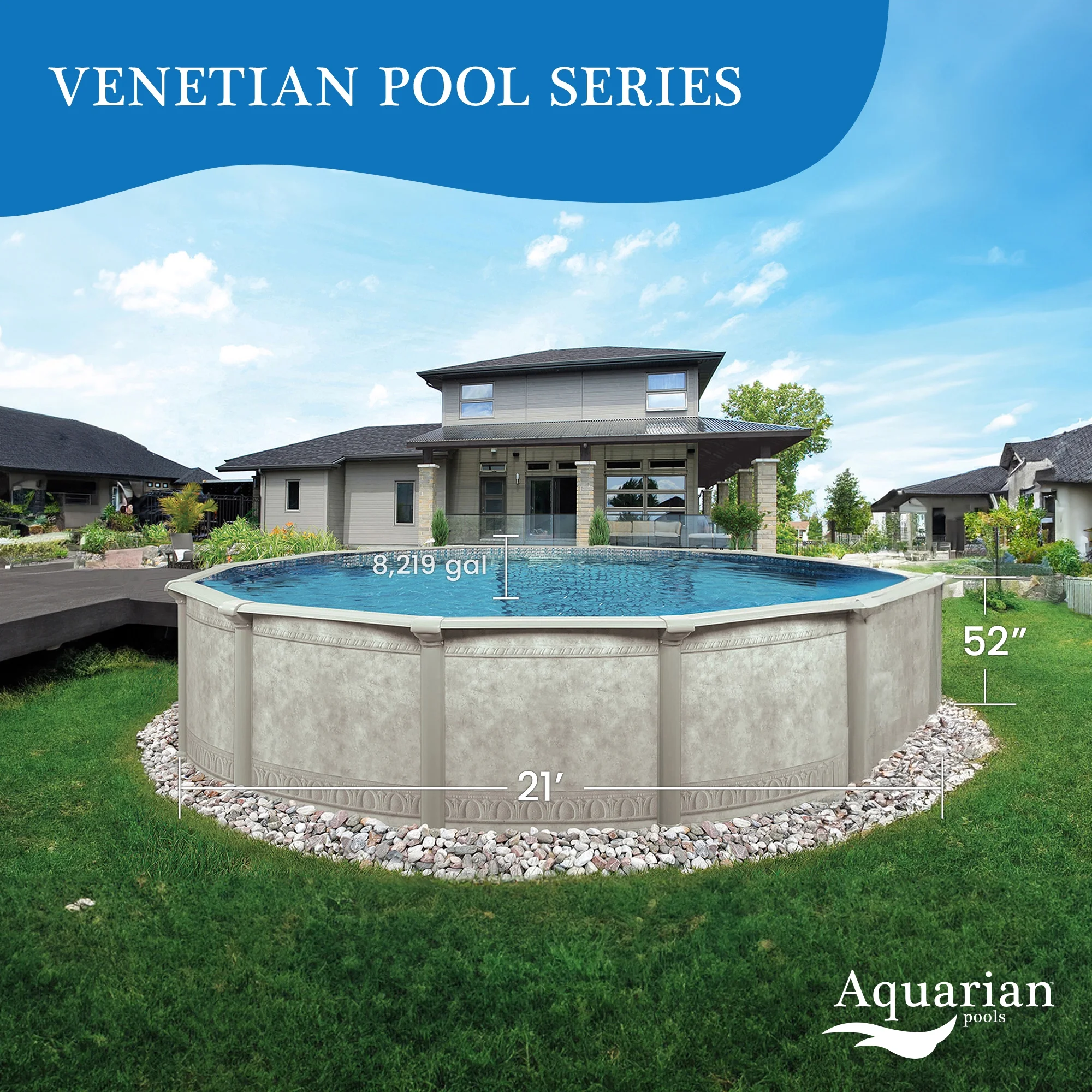 Aquarian Phoenix 18' x 52" Steel Frame DIY Family Size Above Ground Pool