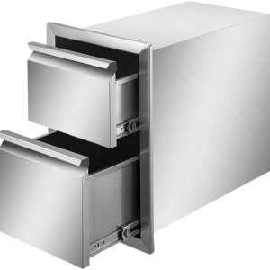 Outdoor Kitchen Door Drawer Combo 29.5" W x 21.6" H x 22.4"D, Access Door/Triple Drawers with Propane Drawer and Adjustable Garbage Ring, Perfect for BBQ Island Patio Grill Station