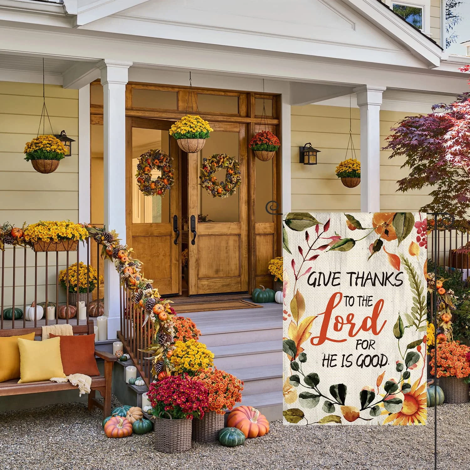 Artoid Mode Give Thanks to The Lord Thanksgiving Garden Flag 12 x 18 Inch