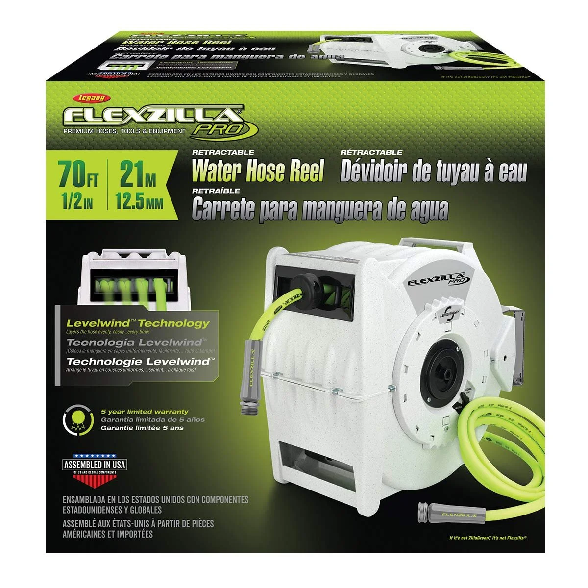 Flexzilla Pro Retractable Water Hose Reel, 1/2″ x 70′ – L8340FZ