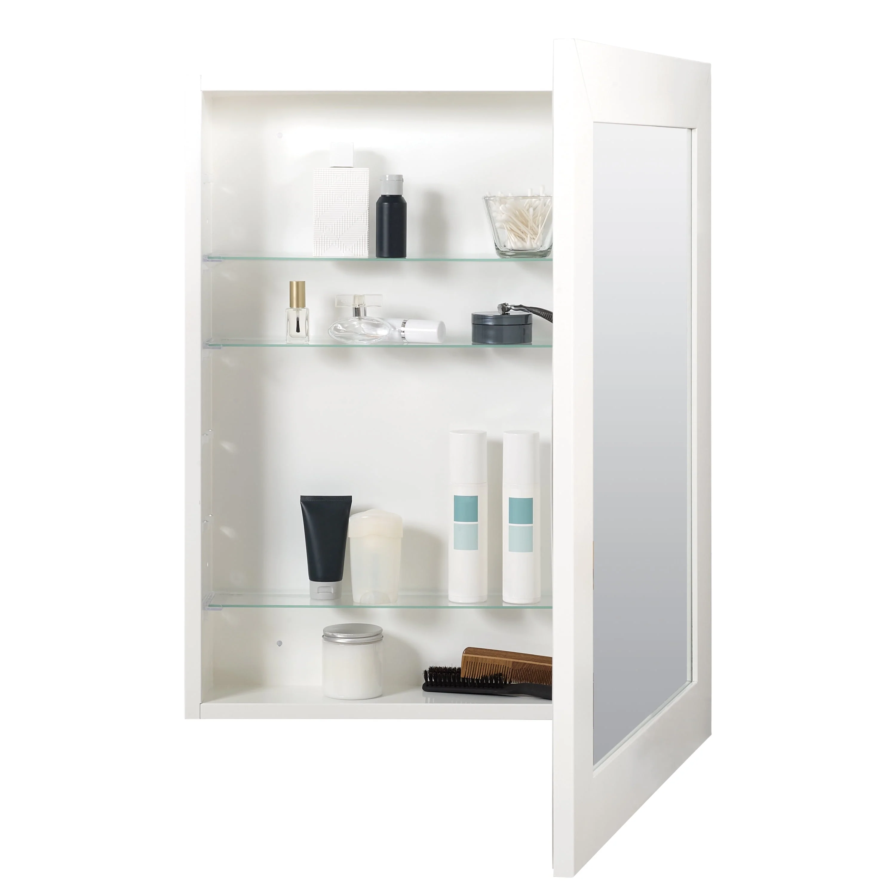 Zenna Home Recessed/Wall Mount Framed Mirror Medicine Cabinet, 24.5″ x 30.5″, White