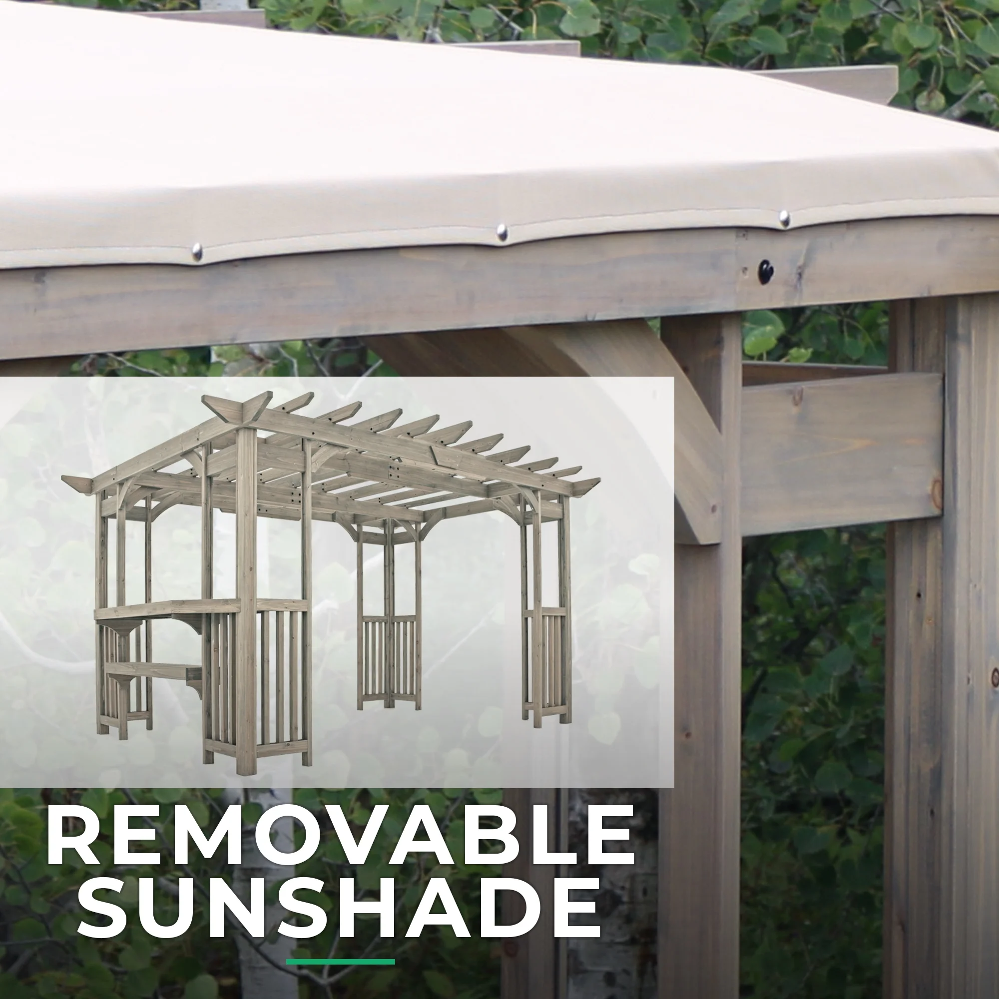 Yardistry 10 ft. x 14 ft. Madison Pergola with Bar and Sunshade