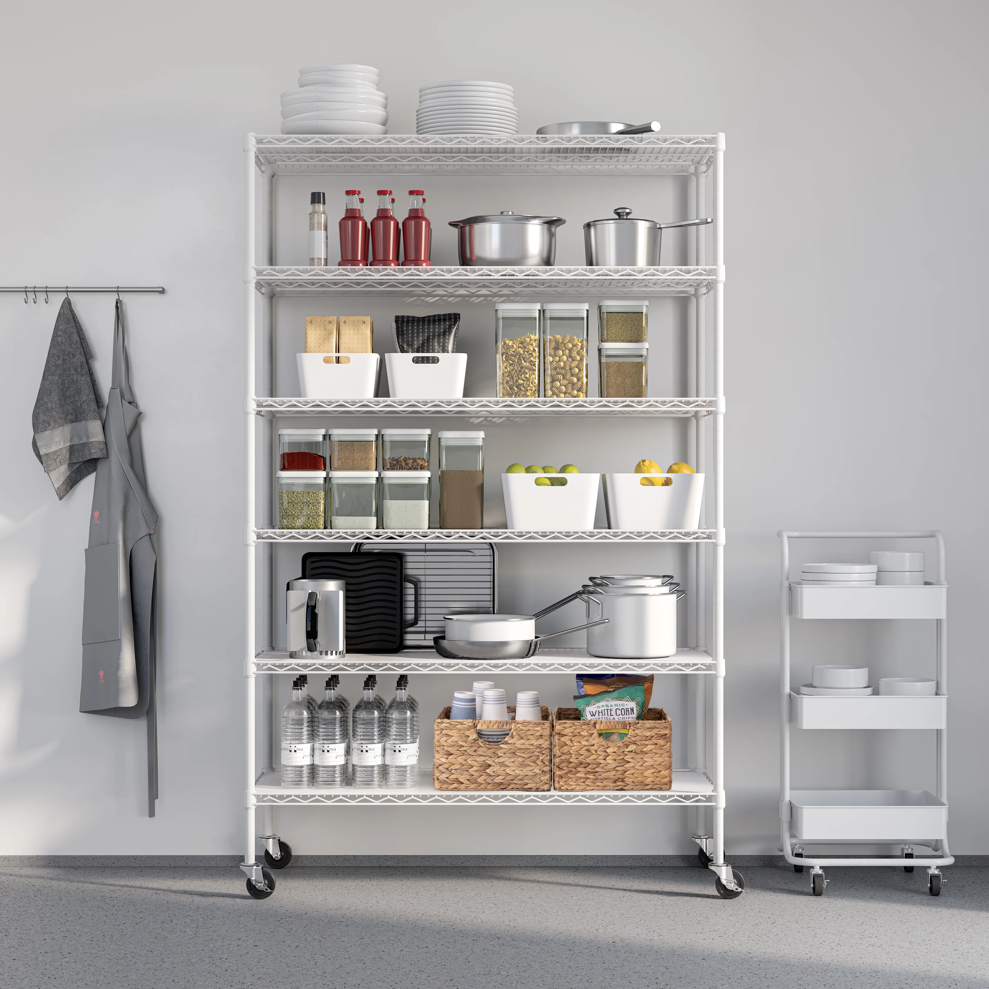 Seville Classics Solid Steel Wire Shelving Storage Unit Adjustable Shelves Organizer Rack, for Home, Kitchen, Office, Garage, Bedroom, Closet, Graphite, 6-Tier, 48" W x 18" D x 75.5 H