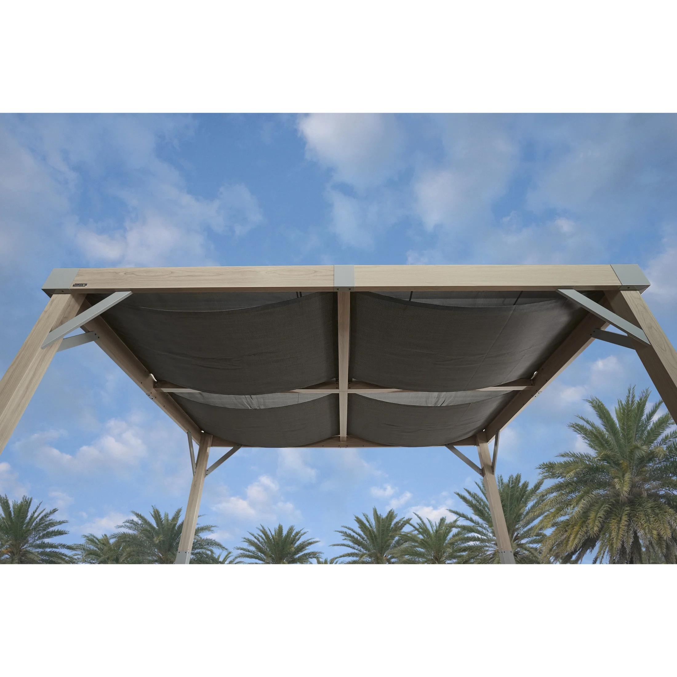 Sojag Fontana Wood Finish Aluminum Frame 10 x 12 ft Pergola