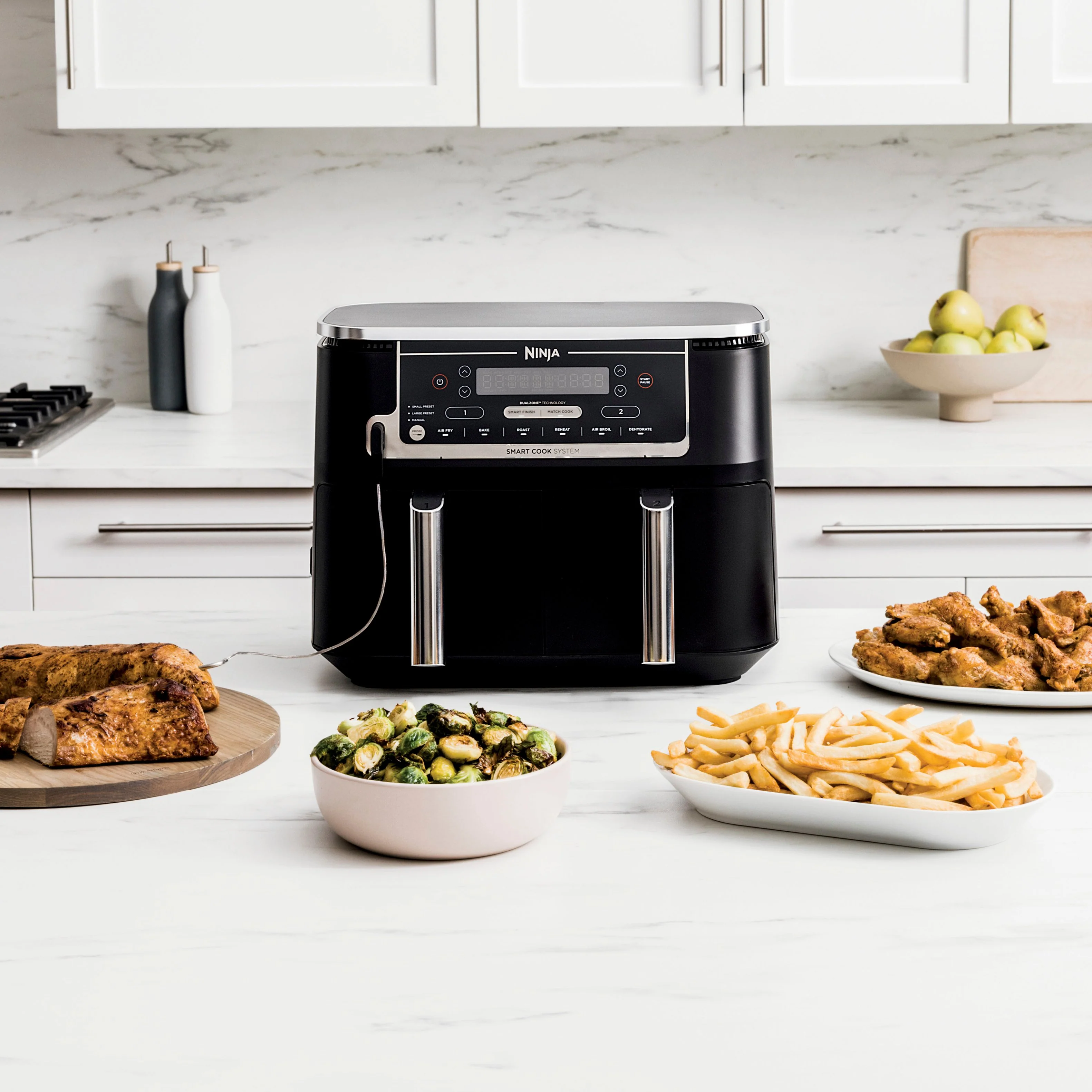 Ninja – Foodi 6-in-1 10-qt. XL 2-Basket Air Fryer with DualZone Technology and Smart Cook System – Black