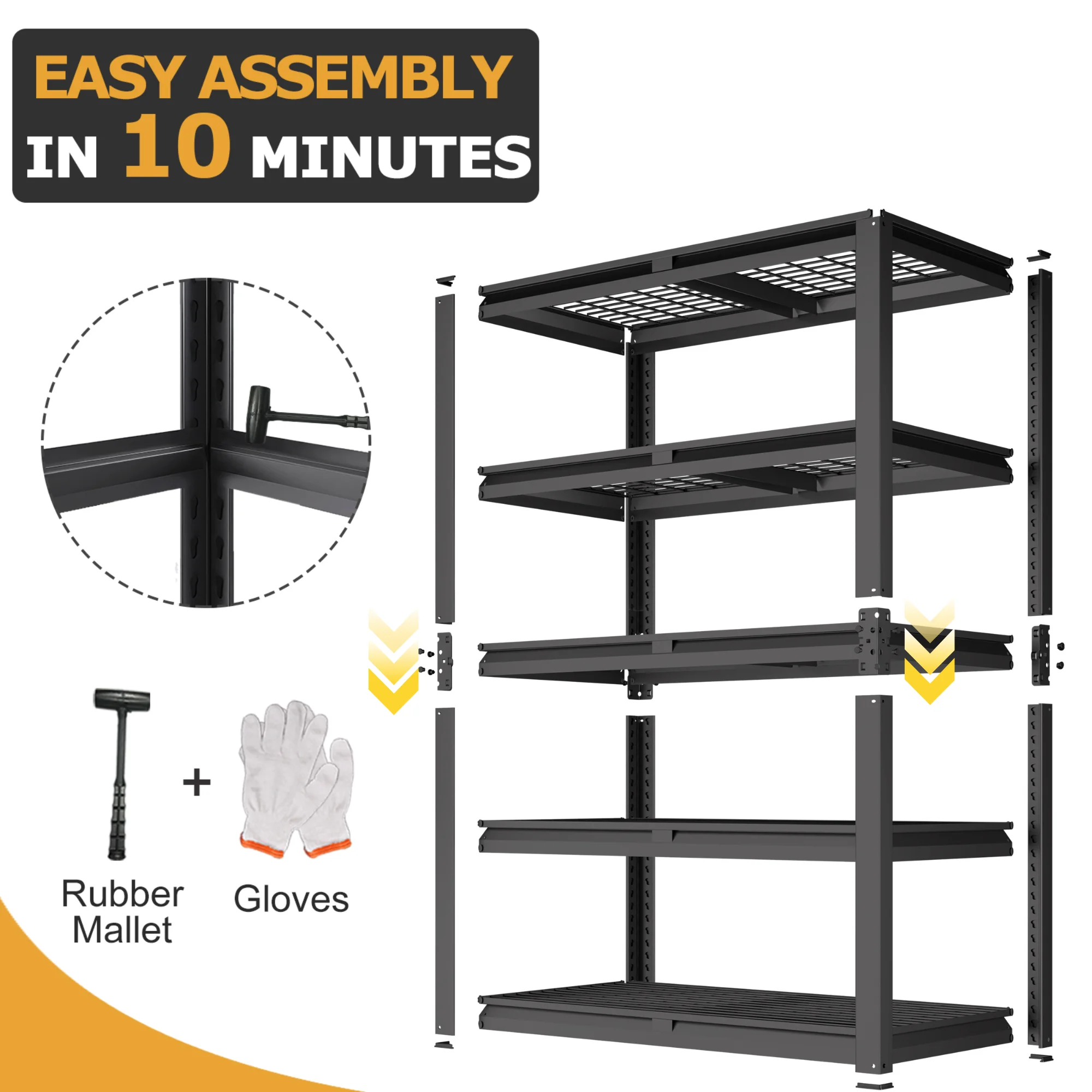 TrumanPick Storage Shelves 2500LBS Metal Wire Shelving Units Garage Storage Rack 48"W x 18"D x 72"H Heavy Duty Adjustable Industrial Shelving