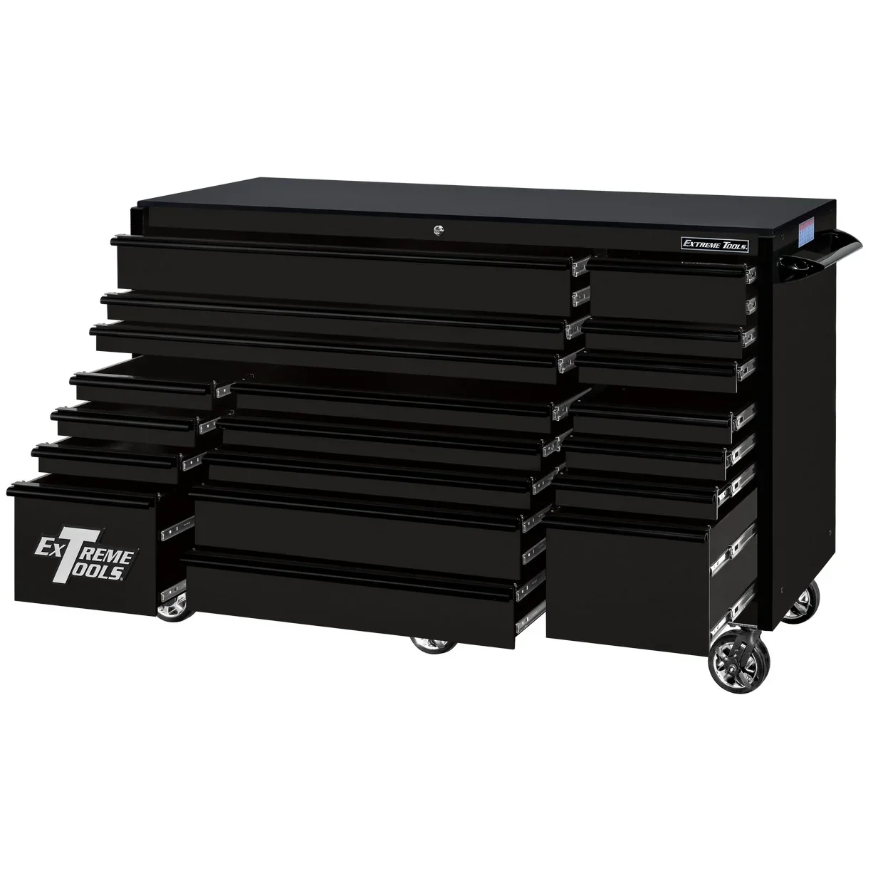 Extreme Tools 72-in x 30-in 19-Drawer Roller Cabinet With 250 lb Drawer Slides - RX723019RC-250