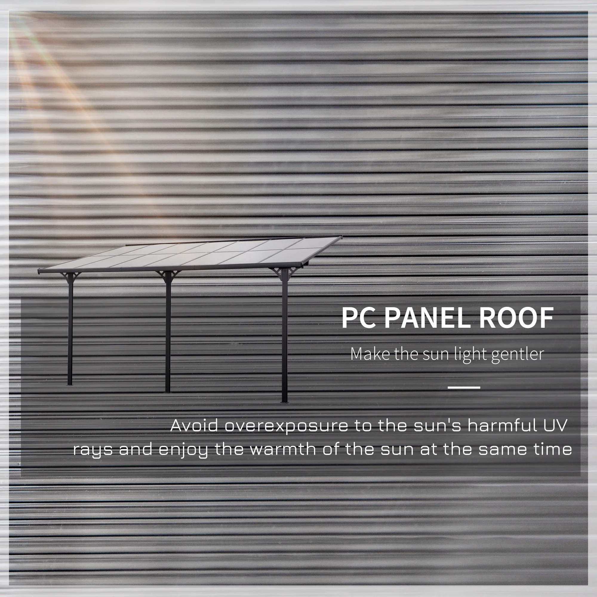 Outsunny 14.5' x 10' Transparent Wall Pergola, UV Blocking Awning, Gray