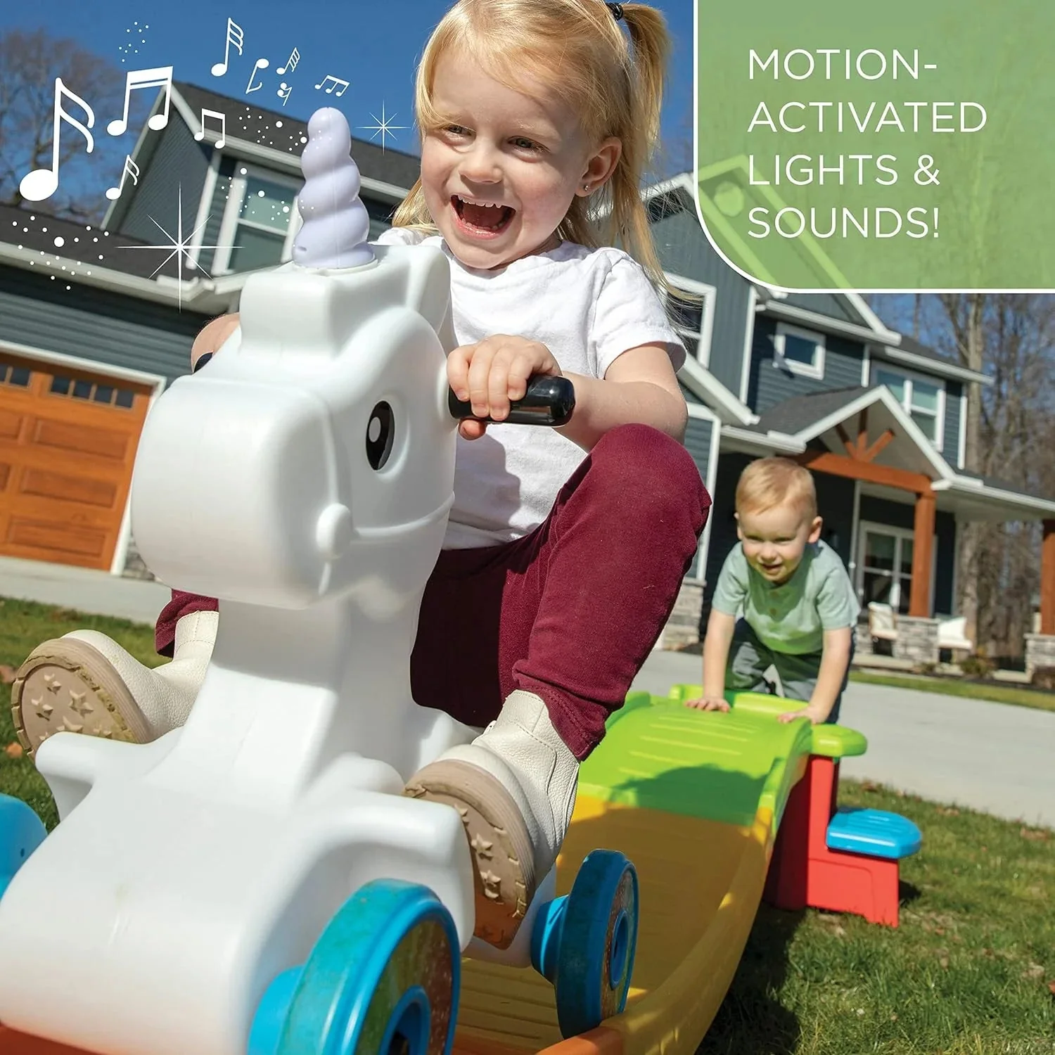 Unicorn Up & Down Roller Coaster Toy for Kids, Ride On Push Car, Indoor/Outdoor Playset, Toddler Ages 2 – 5 years old, Compact Storage, Max Weight 50 lb., Multicolor