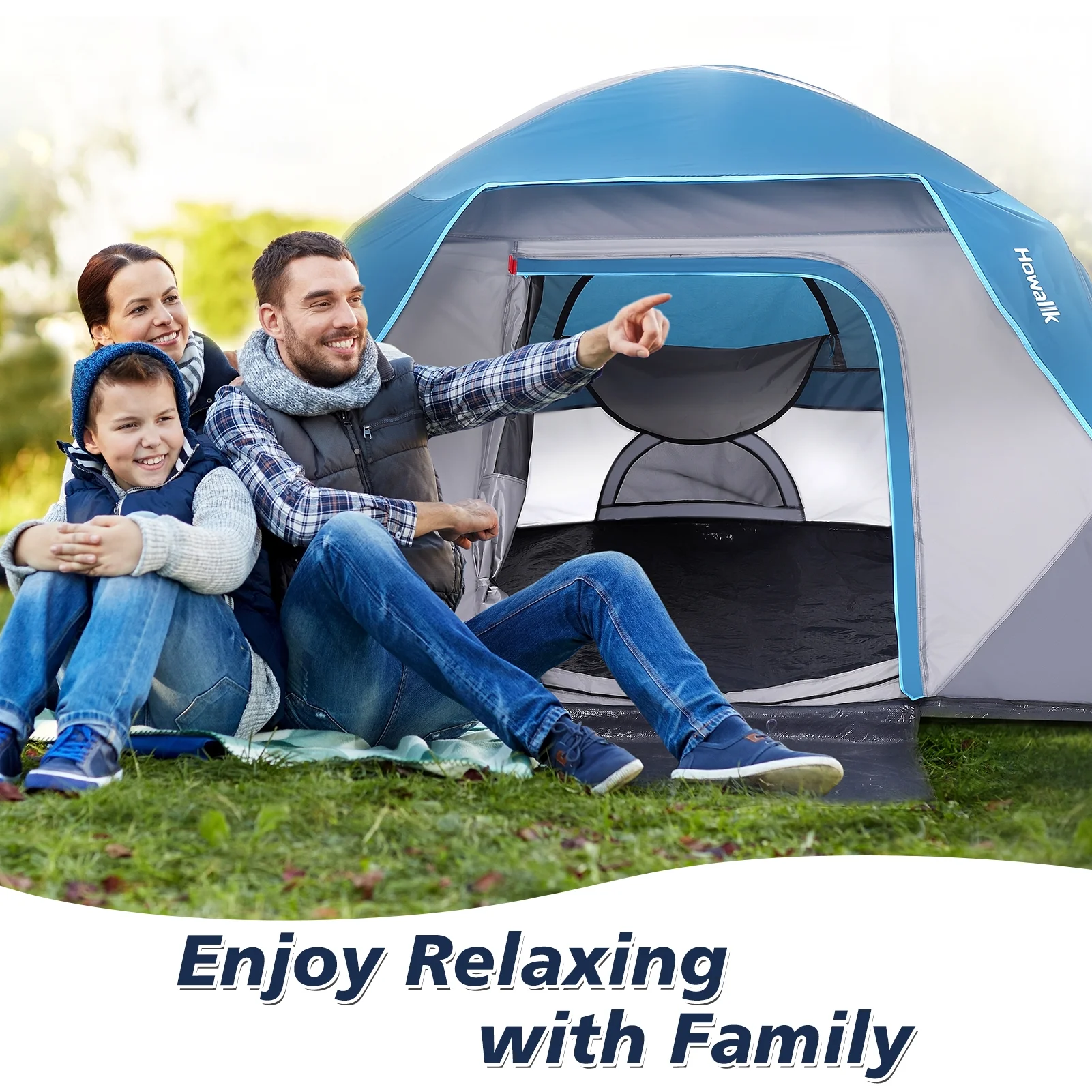 Camping Tent, Tent for Camping, Easy Set up Camping Tent 4 Person and 6 Person for Hiking Backpacking Traveling Outdoor, Light Blue, 2.8ft (L) x 7ft (W) x 58inH)