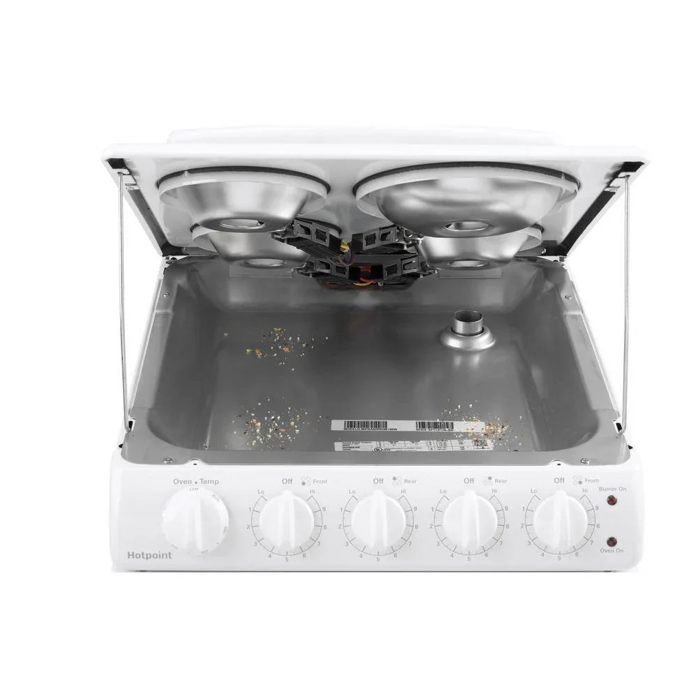 20-inch electric oven with 4 cooking zones, freestanding, in white