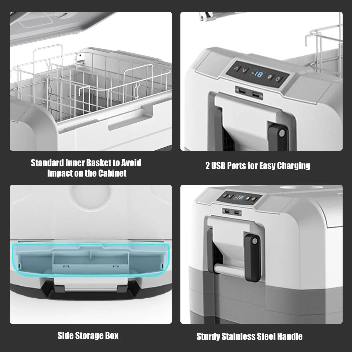 Costway 58 Quart Portable Electric Car Refrigerator Freezer - Dual Zone