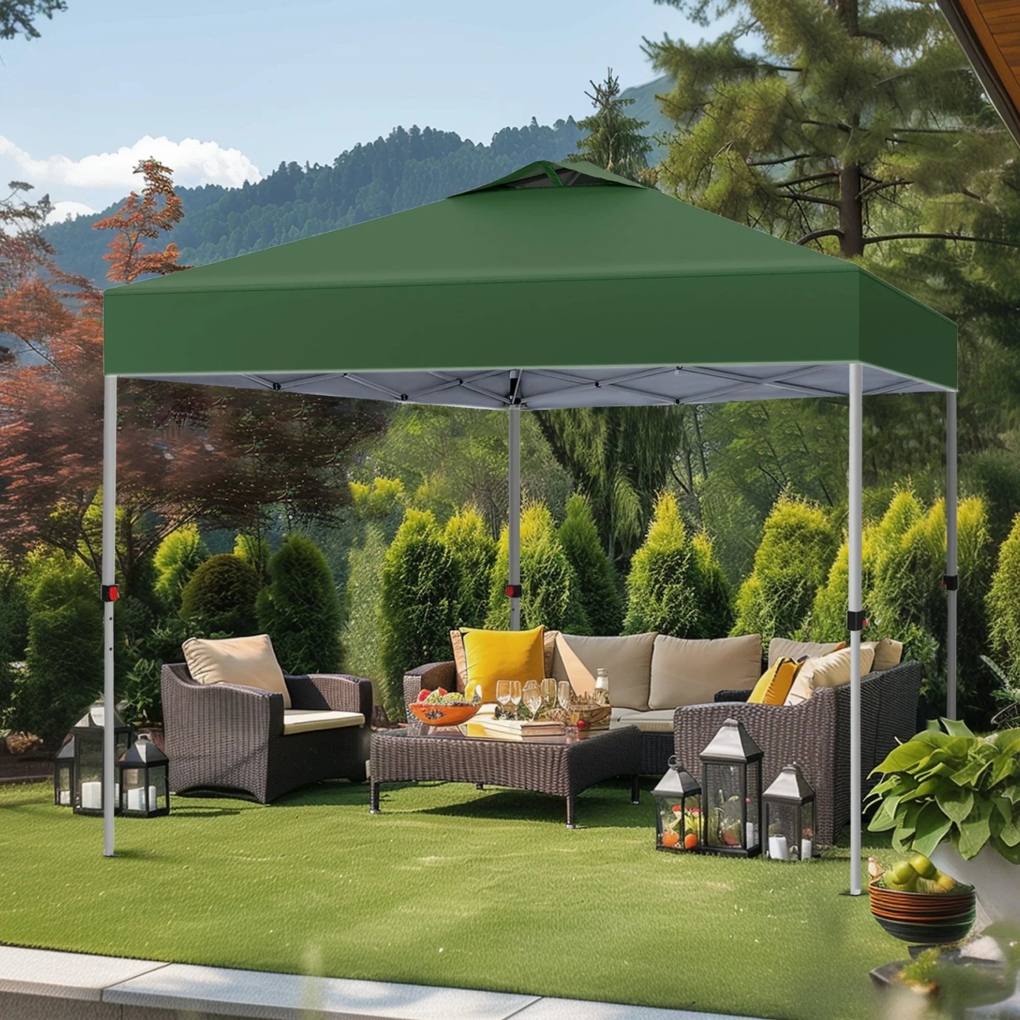 Phi Villa 10ft x 10ft Blue Pop Up Outdoor Canopy, Waterproof