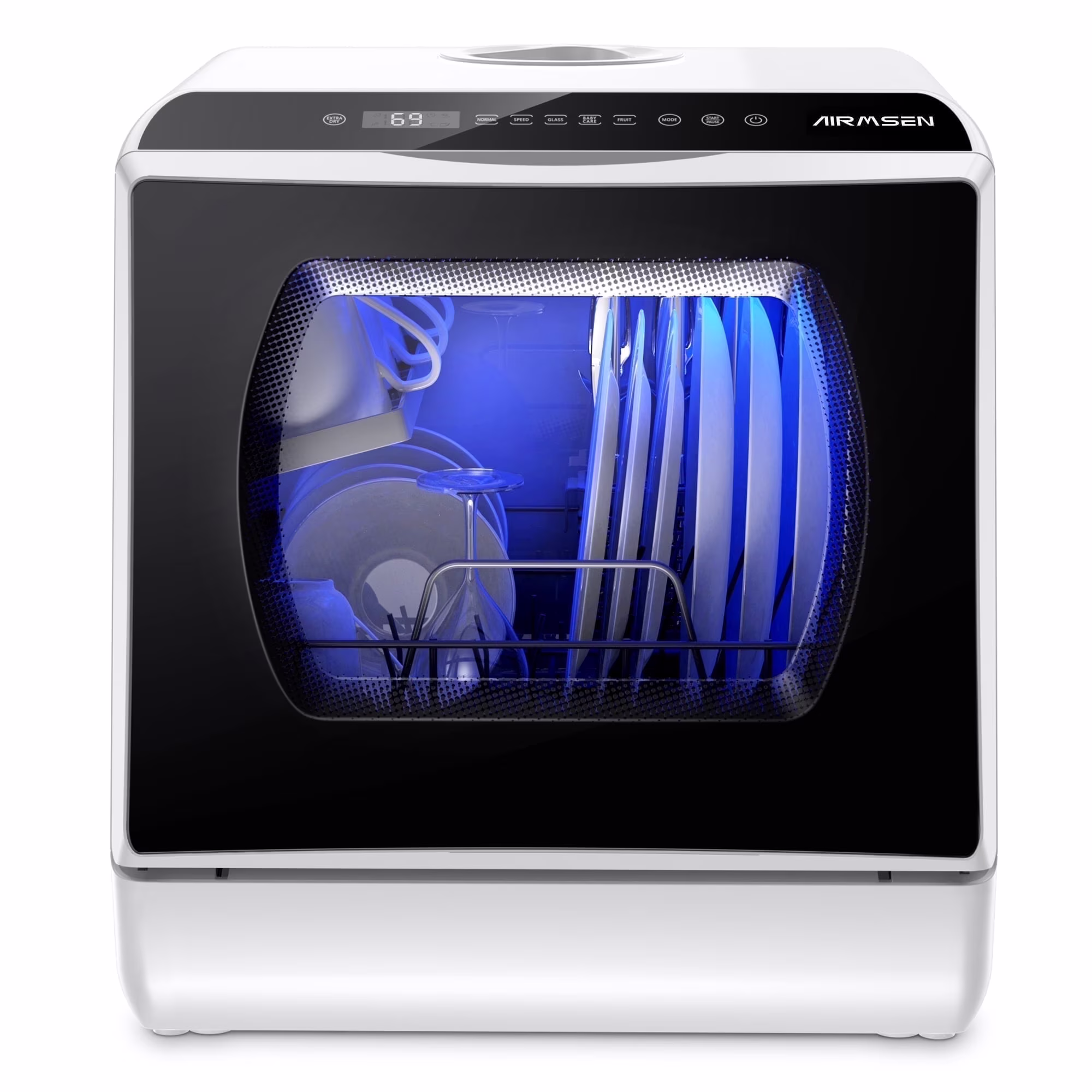 AIRMSEN Portable Countertop Dishwasher with 5 – Liter Built – in Water Tank and Air – Dry Function, 5 Washing Programs Mini Dishwasher, AE – TDQR03