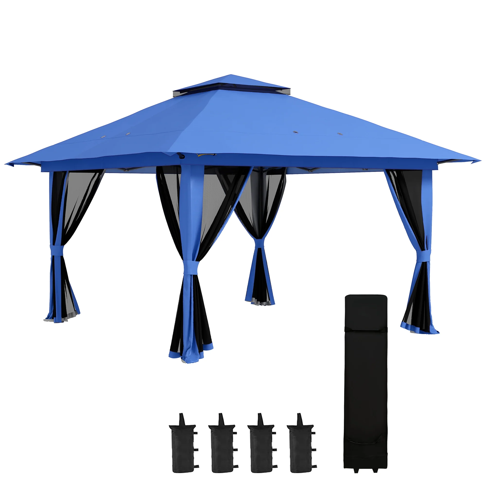 Outsunny 13ft x 13ft Beige Pop Up Outdoor Canopy, UV Resistant