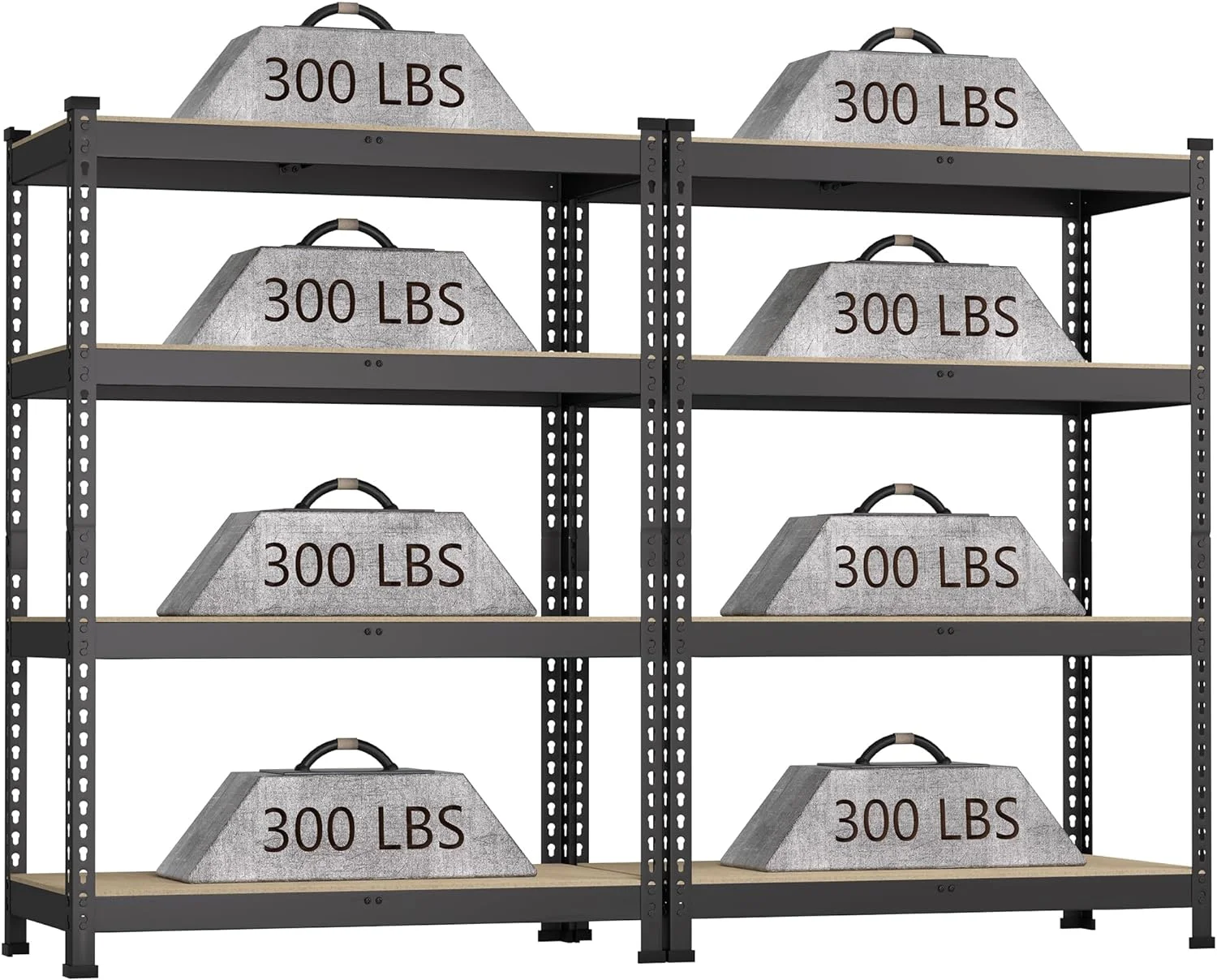 36" W x 16" D x 55" H Adjustable Garage Storage Shelves - 4-Shelf Heavy Duty Shelving Unit, Metal Utility Storage Organizer Racks for Warehouse Pantry Closet Kitchen, Black
