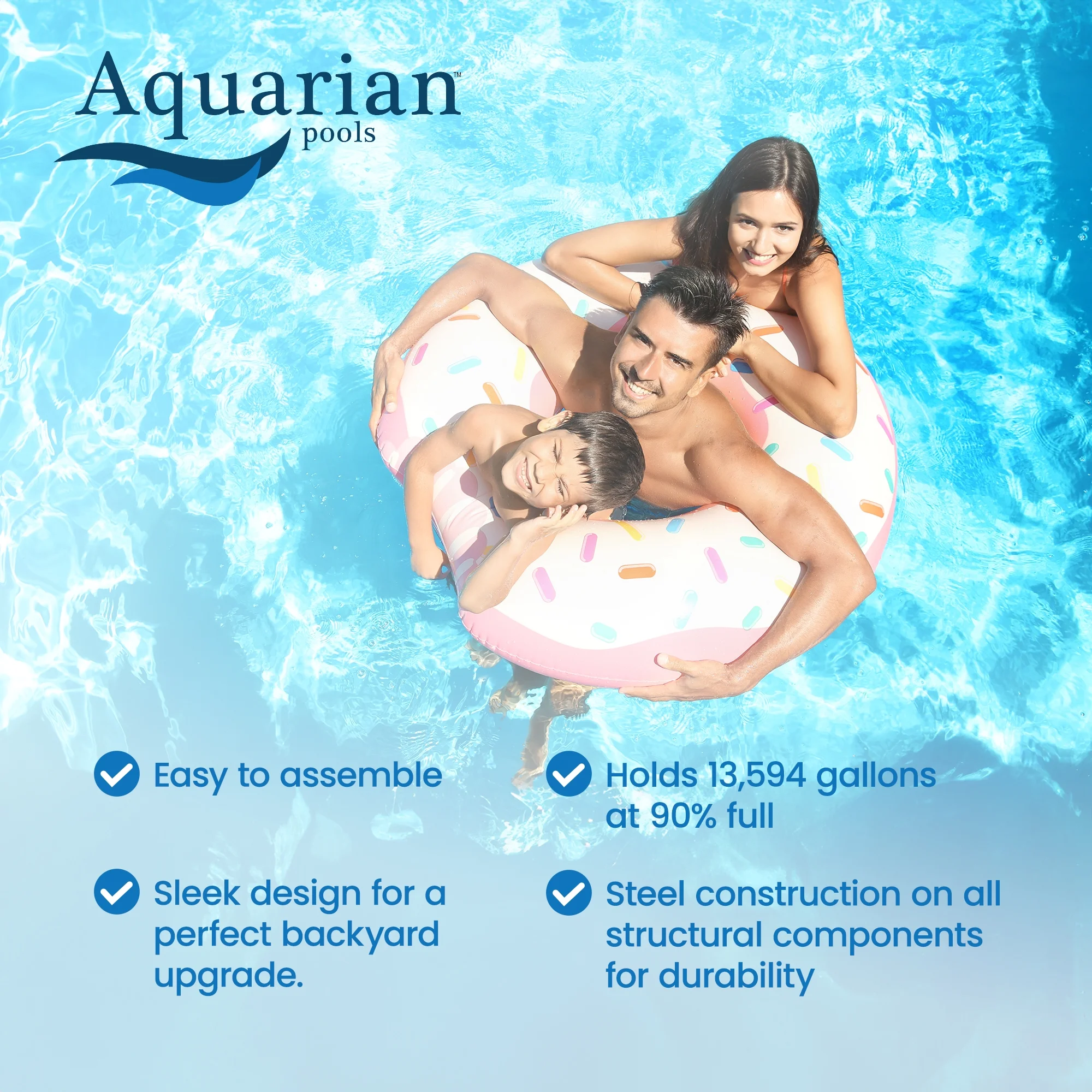 Aquarian Phoenix 15' x 52" Steel Frame DIY Family Above Ground Pool Kit