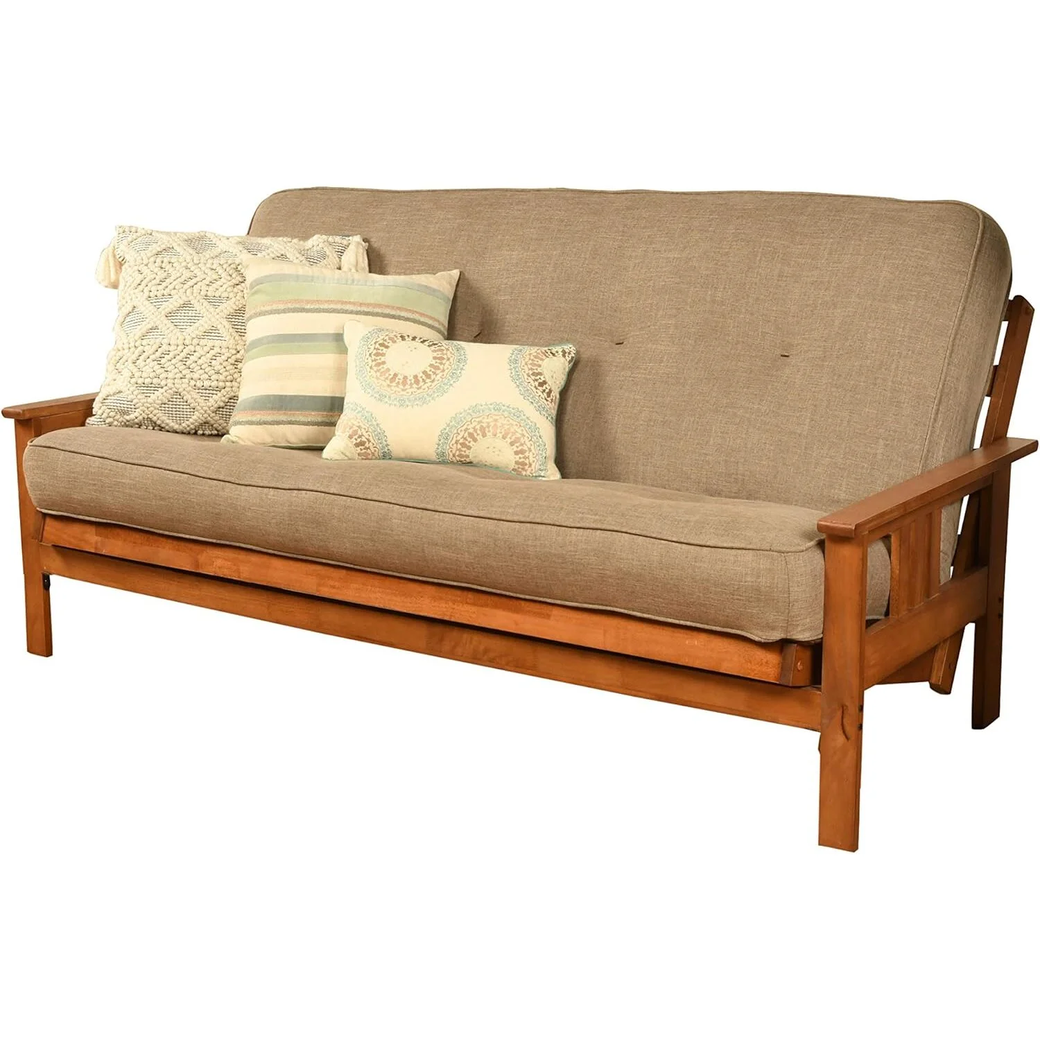 Homestock African Artifacts Full Size Futon Frame Set with Mattress, Easily Converts to Bed, Versatile Design Futon Frame for All Spaces, 33"H x 79"L x 37"D-Color:Linen Charcoal,Size:Barbados