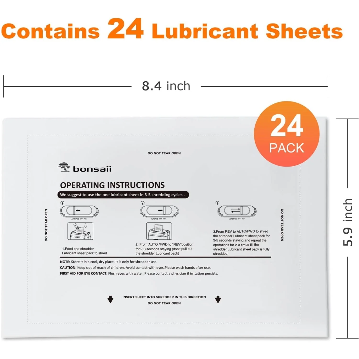 Bonsaii Paper Shredder Sharpening & Lubricant Sheets,24-Pack (8.7 x 7.9 inch/Piece)