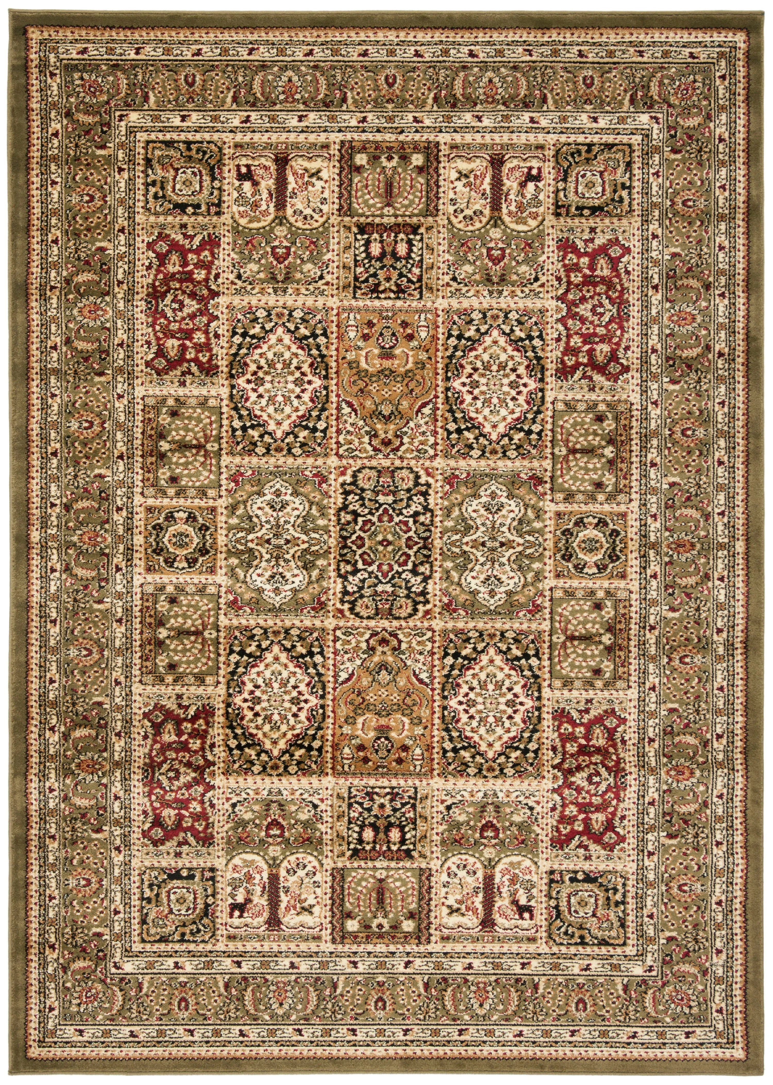 SAFAVIEH Lyndhurst Josephine Traditional Bordered Area Rug, Multi/Green, 9′ x 12′