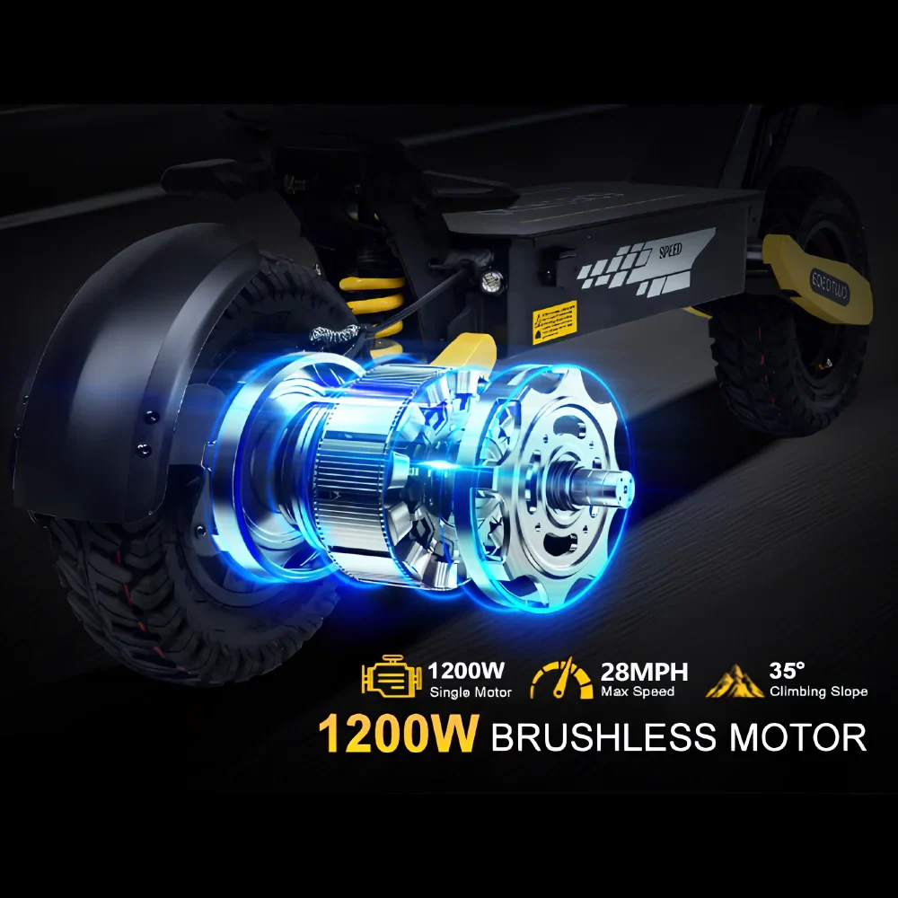 Off Road Electric Scooter for Adults, 1200W Motor Fast E Scooter, Up to 28MPH Top Speed & 20Miles Long Range, 11″ Off-Road Tires, 330lbs MAX Load, Foldable
