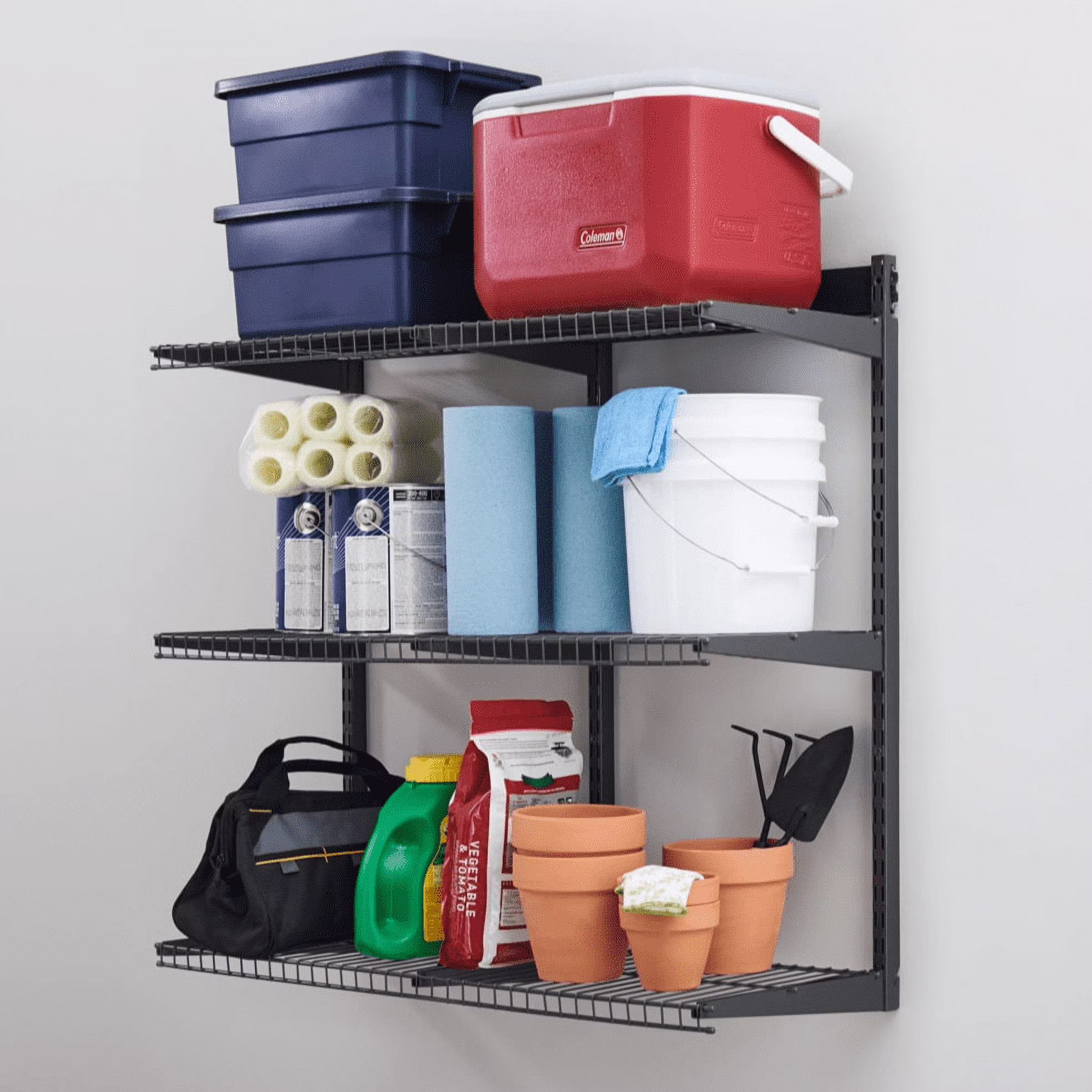 Rubbermaid Garage FastTrack 36″ x 12″ Shelf Kit, 3-Shelves, Black